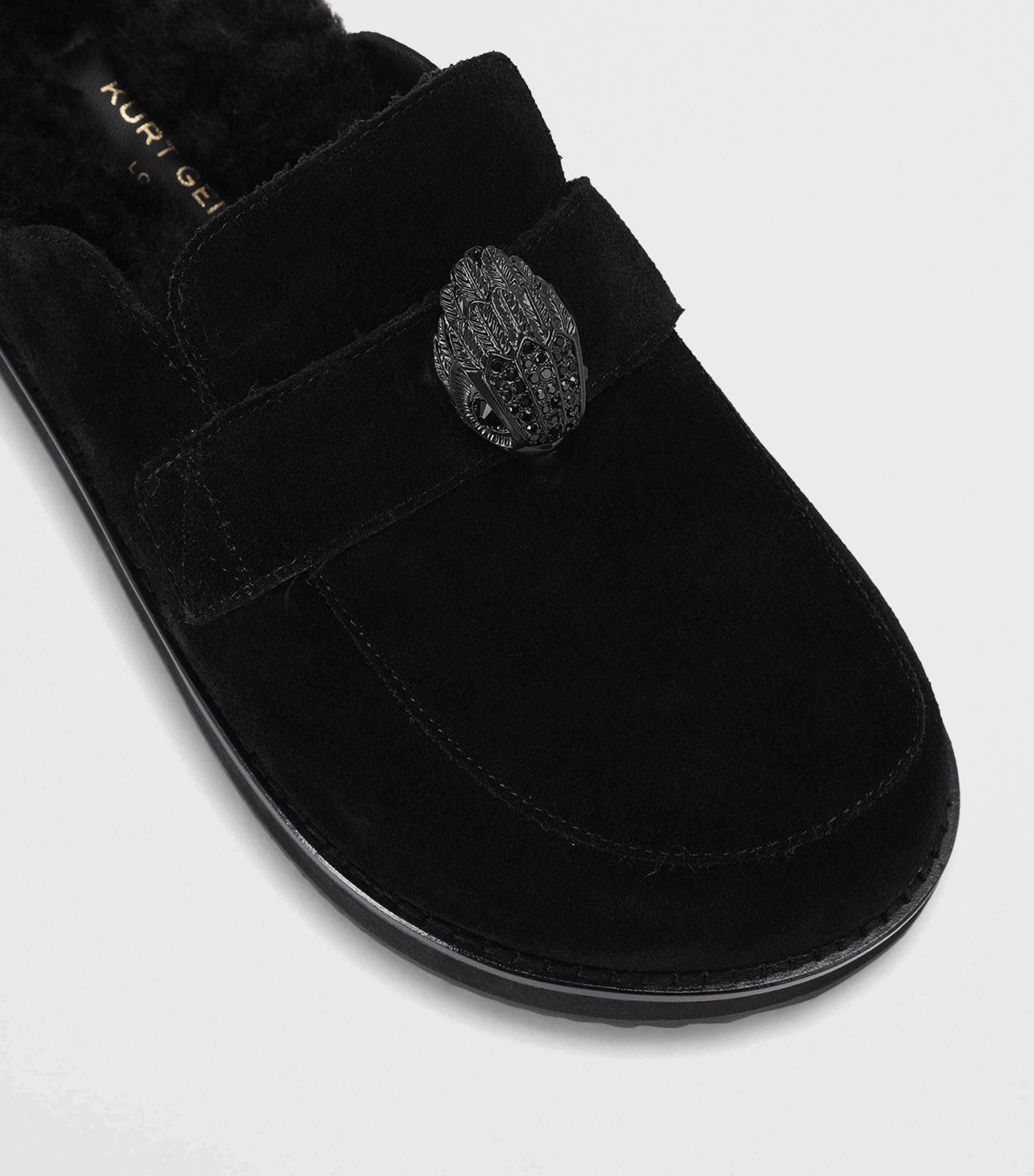 Kurt Geiger London Suede Eagle Clog Mules Black Image 2
