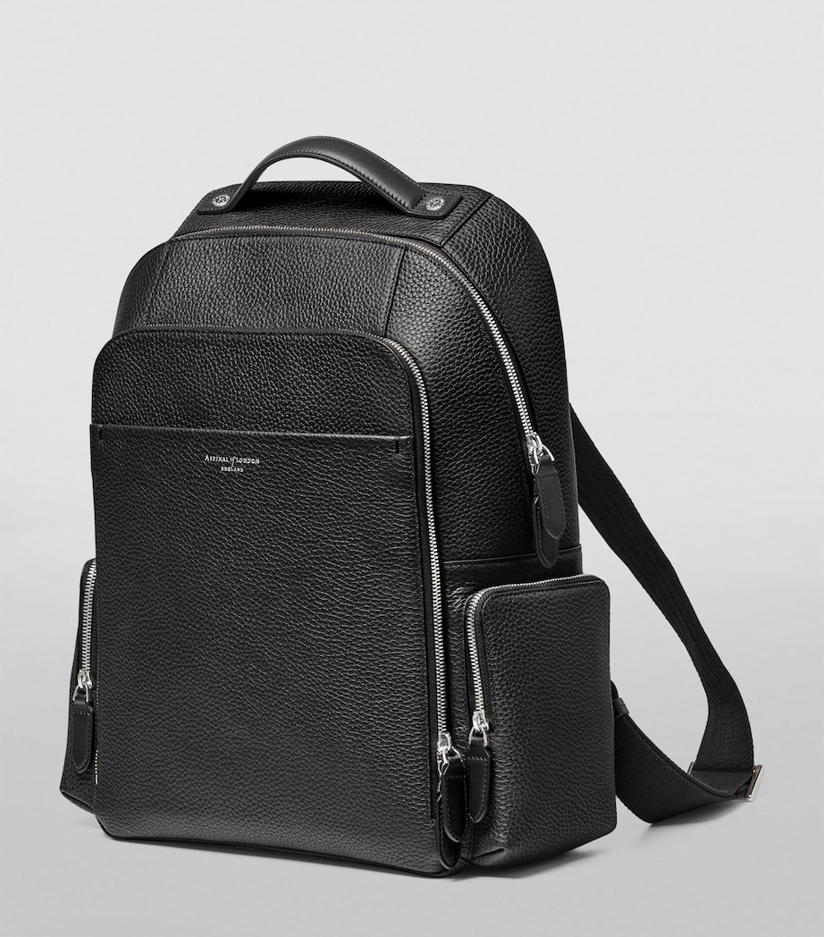 Aspinal Of London Pebble Leather Reporter Zipped Backpack Black Image 3
