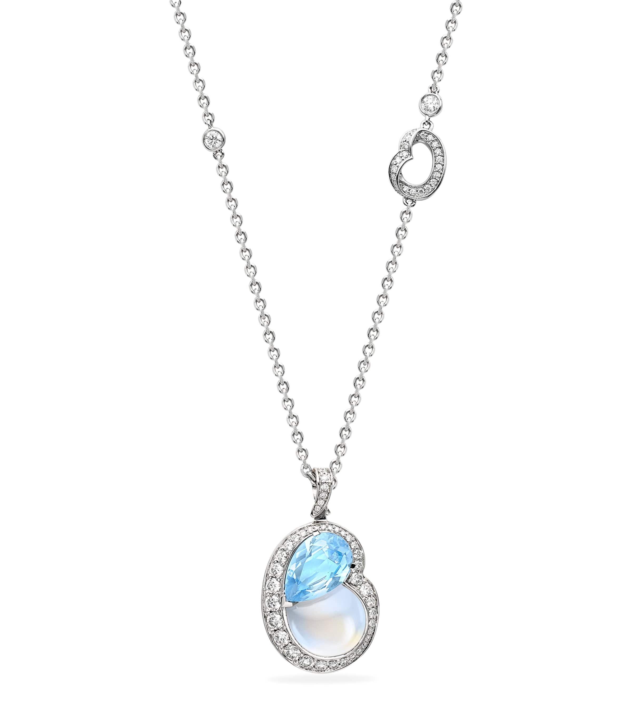 BOODLES PLATINUM, DIAMOND, AQUAMARINE AND MOONSTONE MOTHERHOOD NECKLACE 