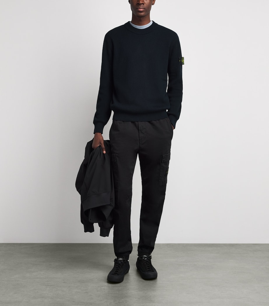 Stone Island Mens Ribbed Compass Patch Sweatshirt Image 2
