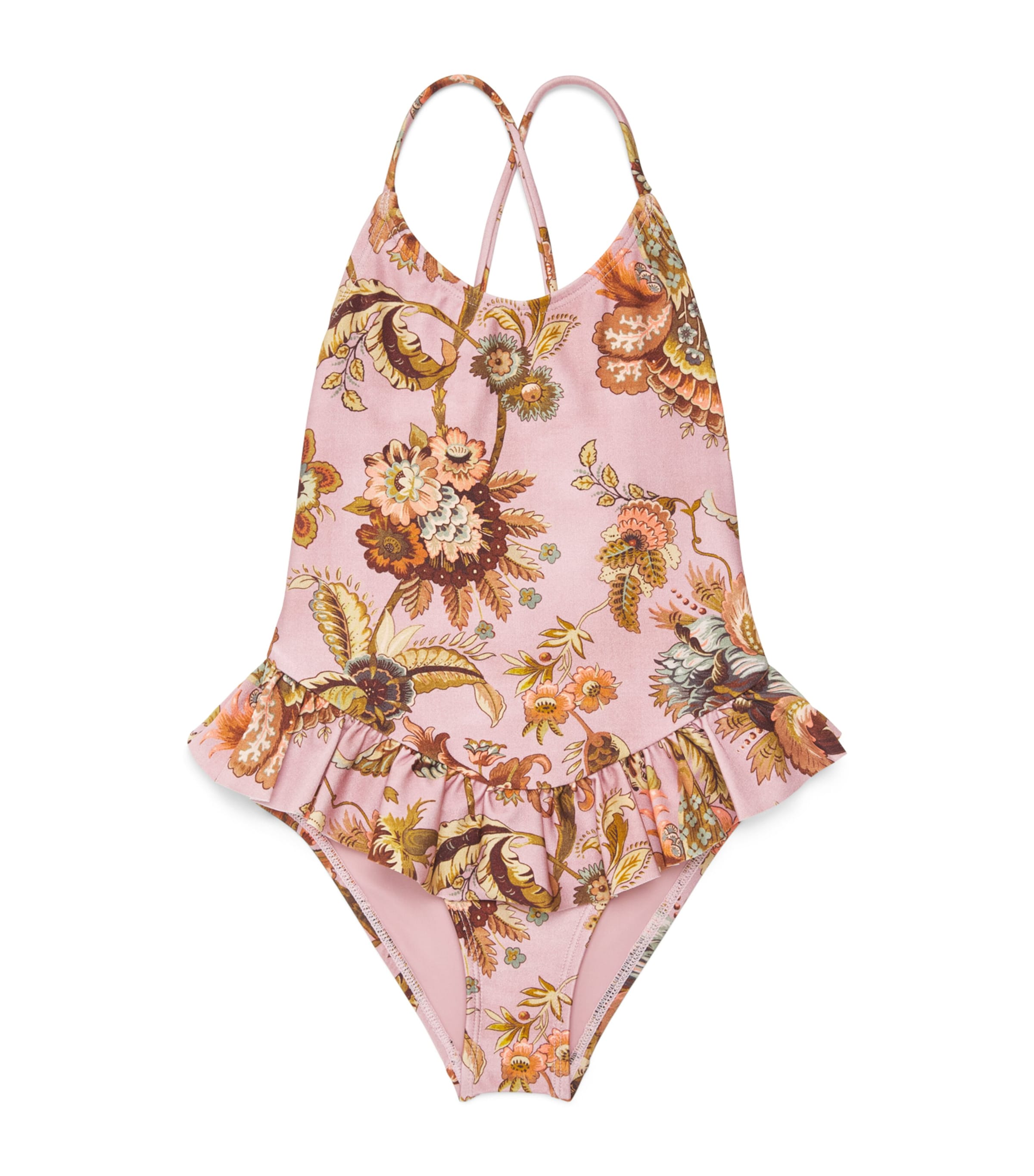 Zimmermann Kids Frilled Floral Aster Swimsuit (2-12 Years) Mauve Jacobean Image 1