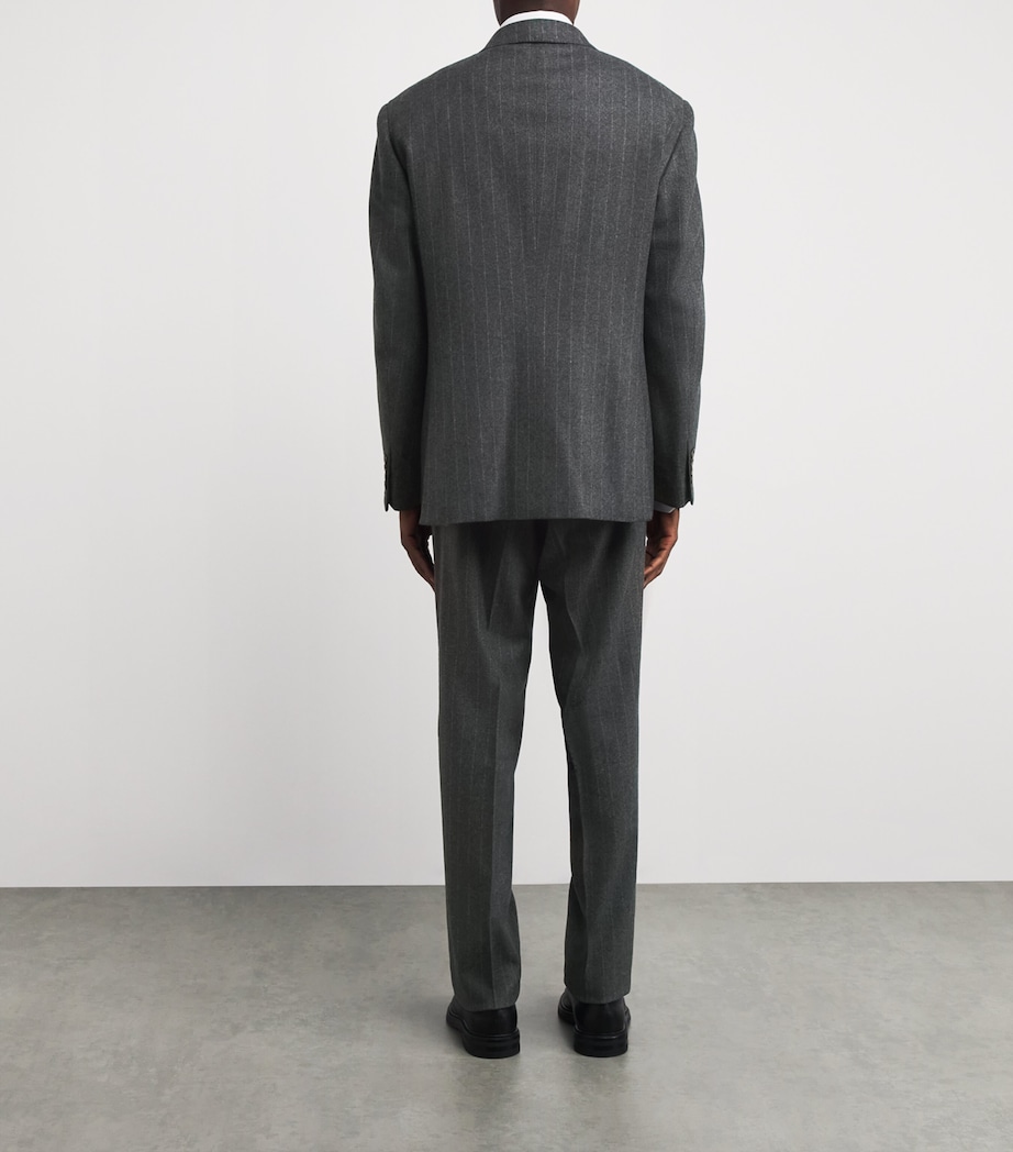 Wool Chalk-Stripe 2-Piece Suit GREY Image 4