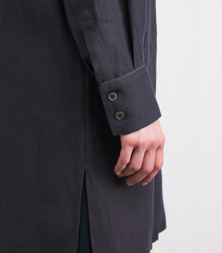 Linen Longline Shirt CARBONE Image 6