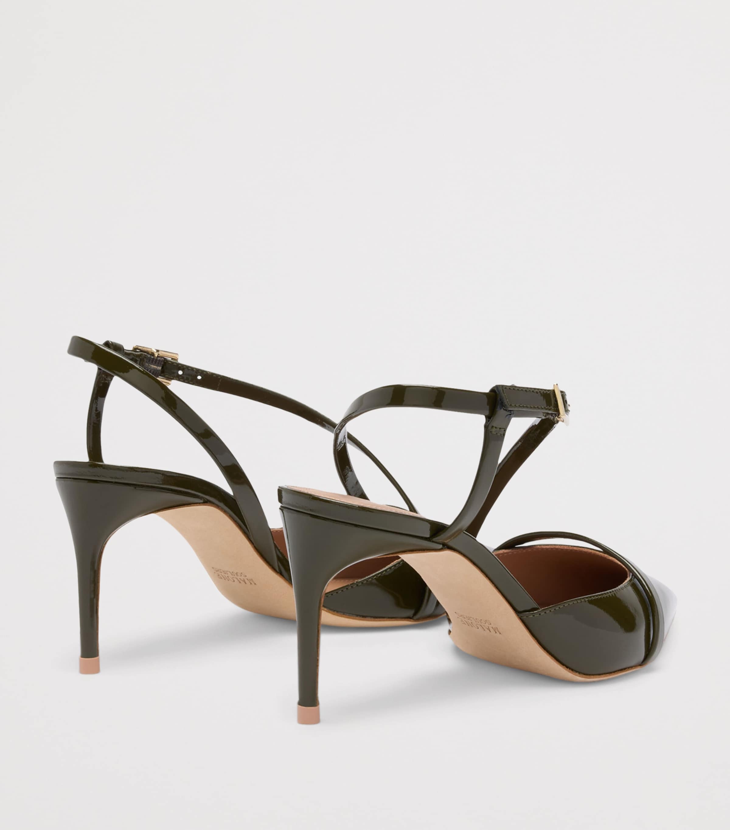 Malone Souliers Patent Leather Valeria Slingback Pumps 70 Olive Image 4