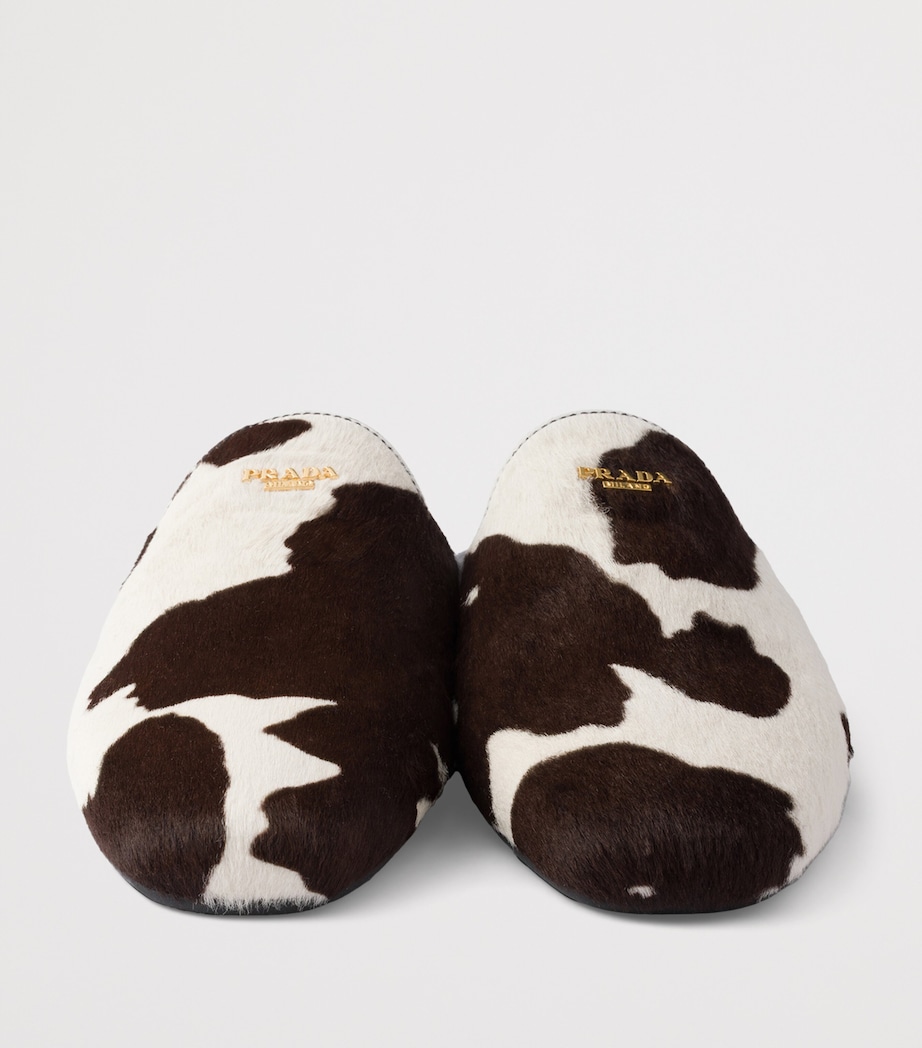 Leather Cow Print Mules F0G3N Image 5