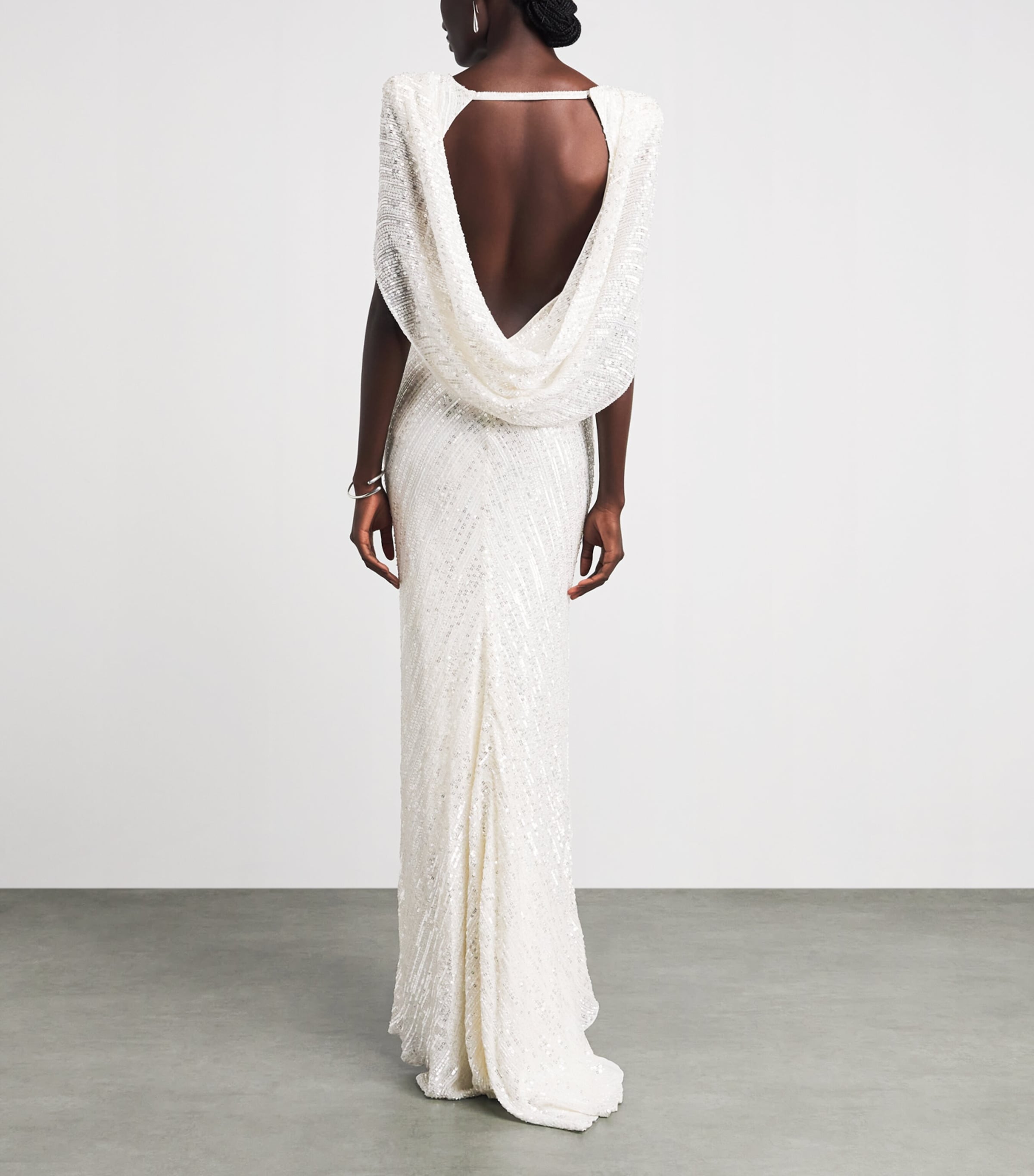 Jenny Packham Womens Sequin Fiore Gown Ivory Image 4