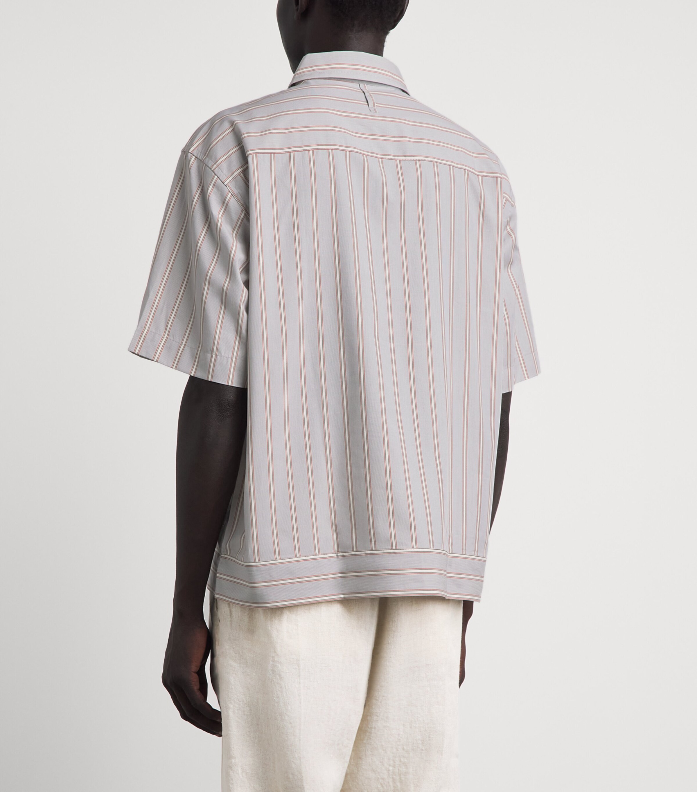 NN.07 Mens Supima Cotton Stripe Short-Sleeve Shirt Red Stripe Image 5