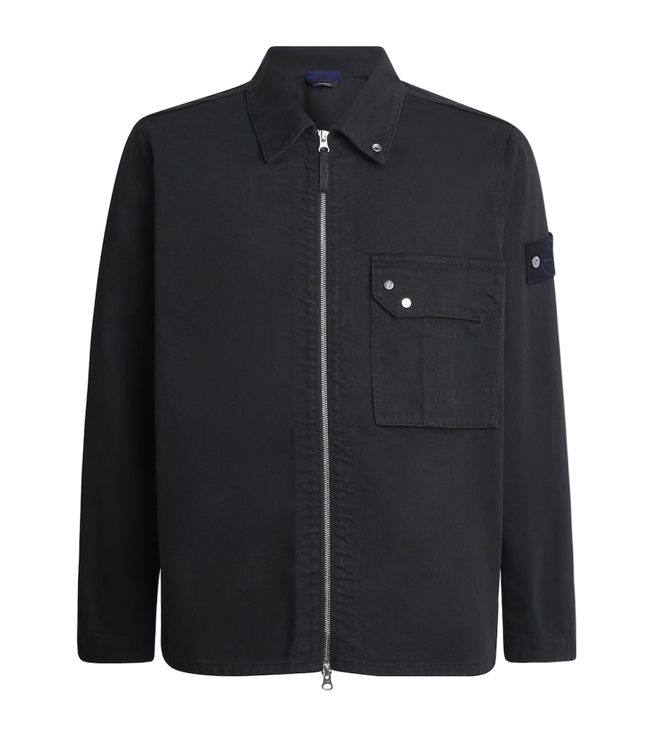 Stone Island Mens Denim Zip-Up Overshirt Image 1