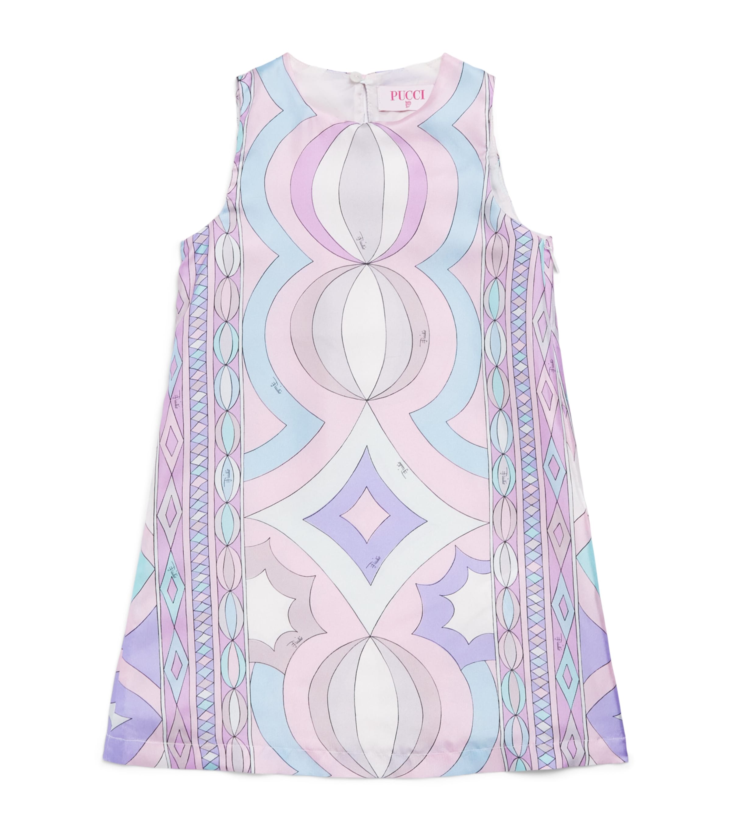 PUCCI Junior Silk Printed Dress (4-14 Years) Rosa Bloom/celeste Image 1