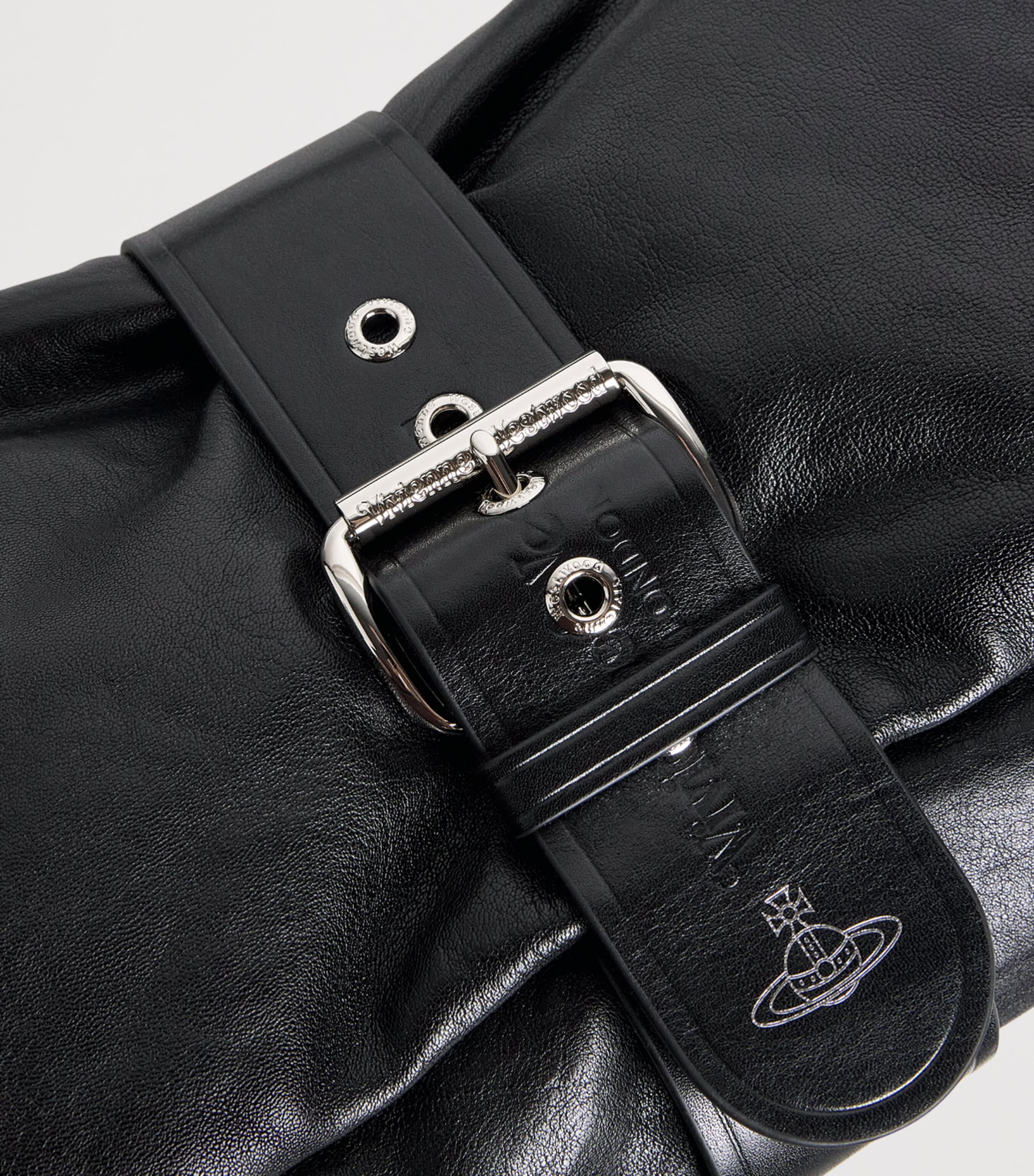 Vivienne Westwood Extra-Large Leather Hazel Treasure Shoulder Bag Black Image 6
