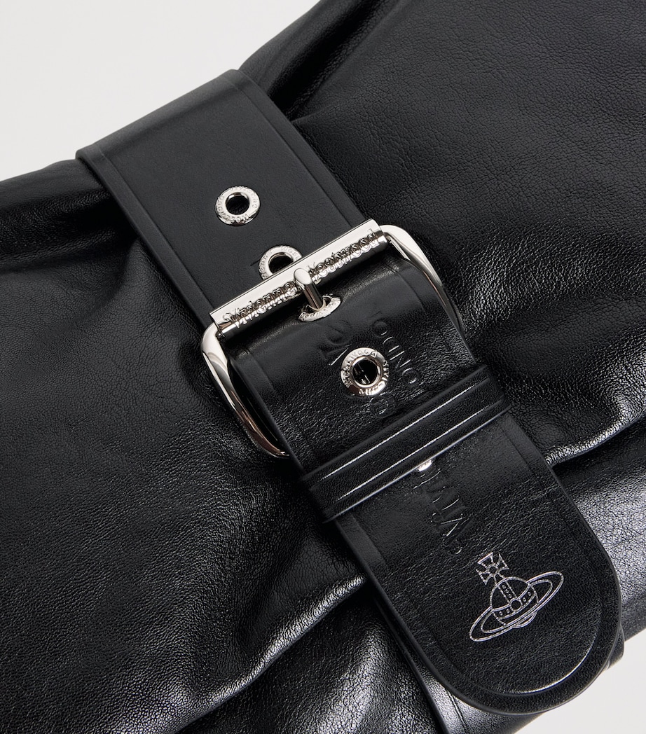 Vivienne Westwood Extra-Large Leather Hazel Treasure Shoulder Bag Black Image 6
