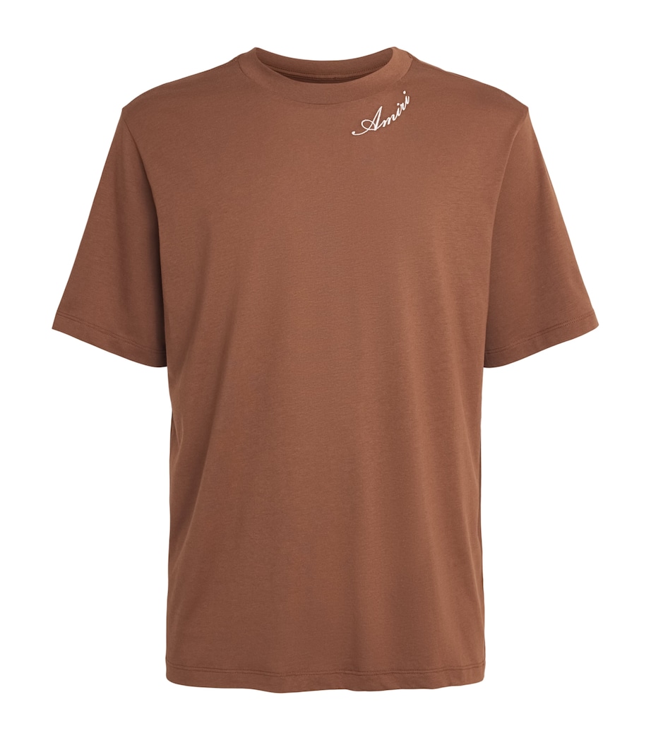 AMIRI Mens Cotton Script T-Shirt Tobacco Image 1