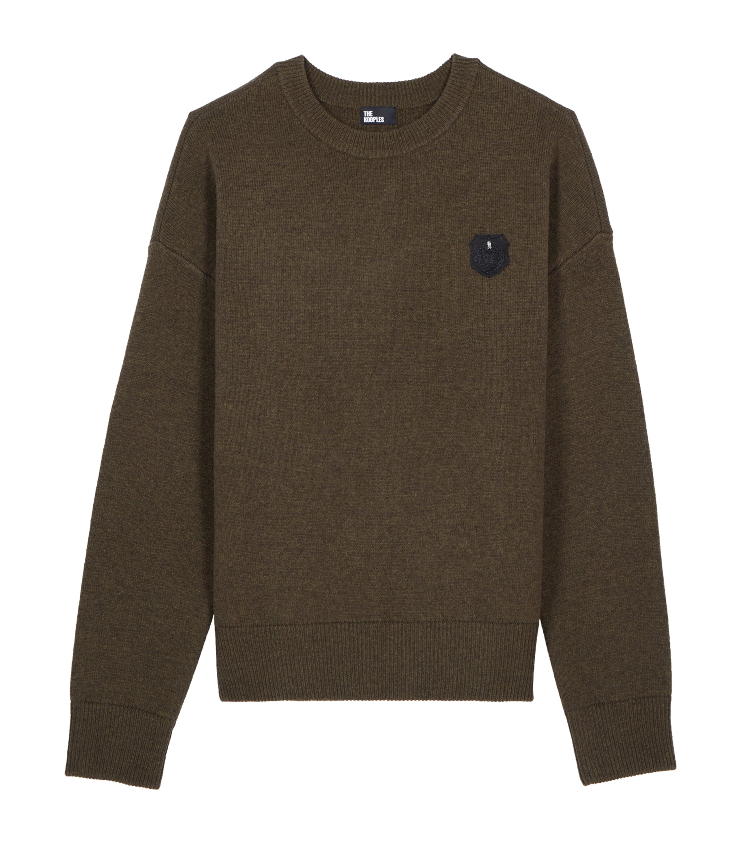 The Kooples Wool-blend Crest Sweater In Green