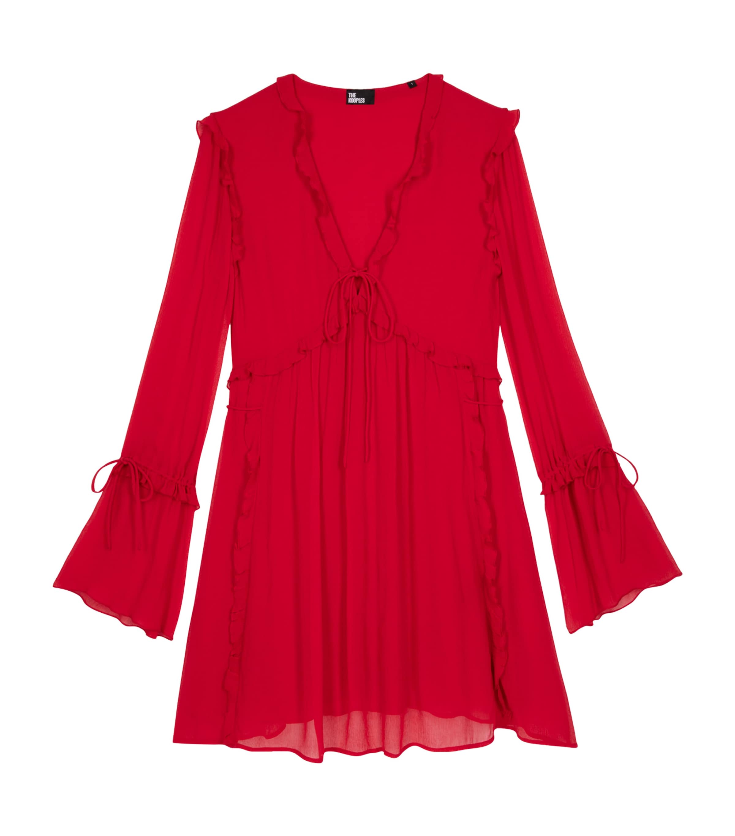 Shop The Kooples Ruffled Mini Dress In Red