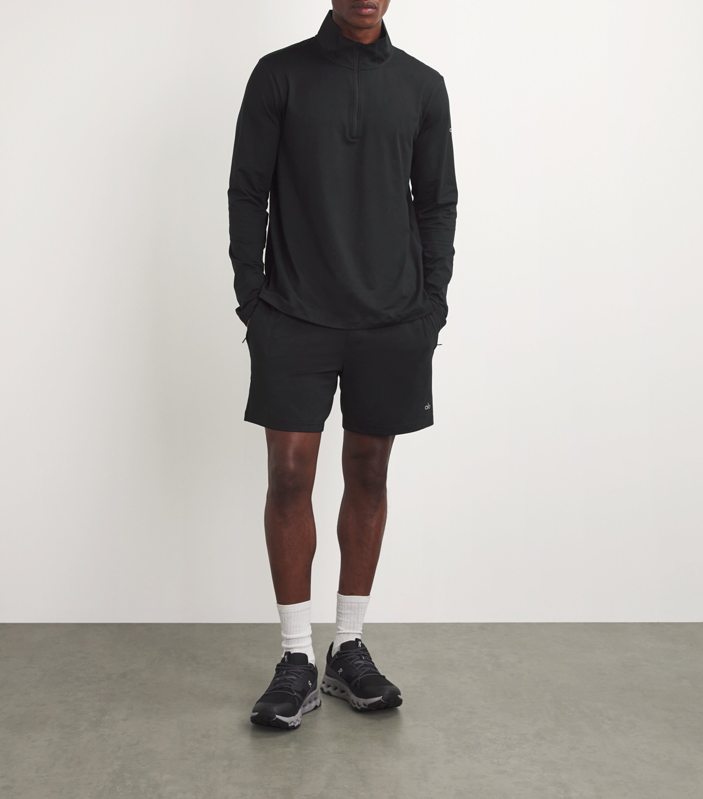 Alo Yoga Black Conquer Reform Quarter-Zip Top | Harrods UK