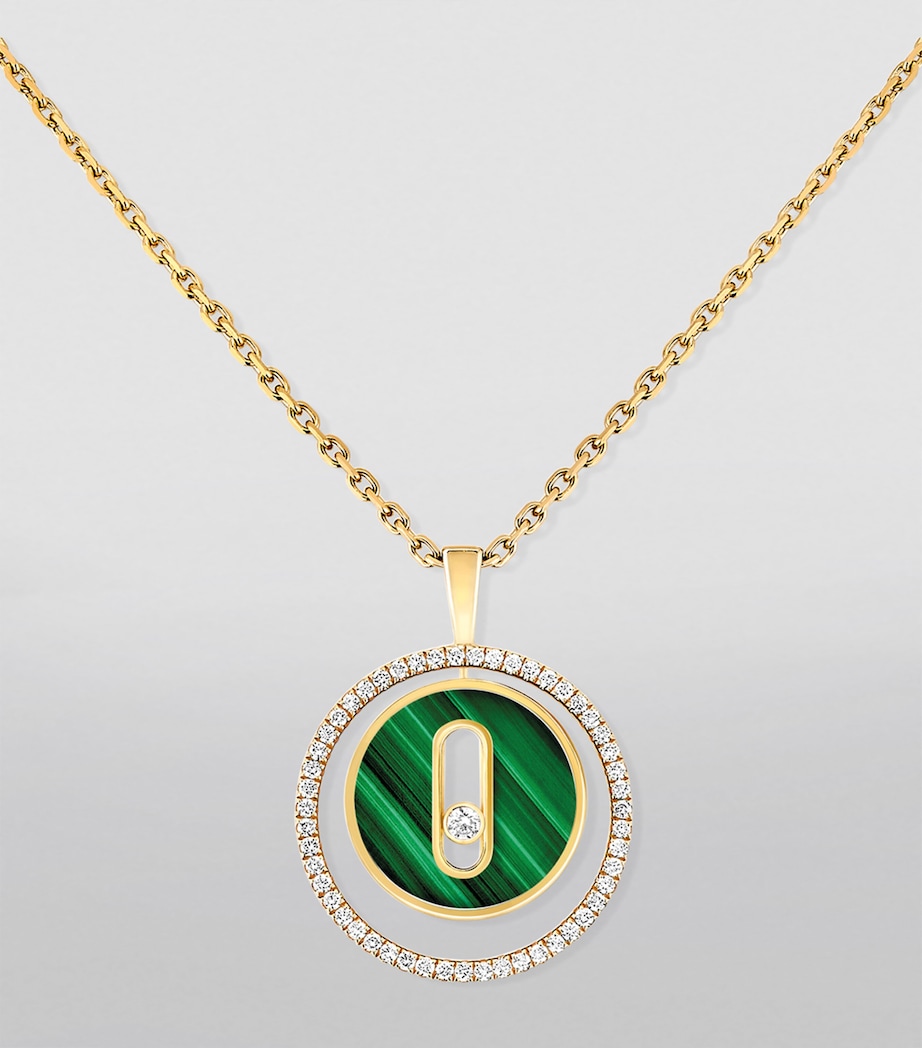 Yellow Gold, Diamond and Malachite Lucky Move Necklace YELLOW GOLD Image 2