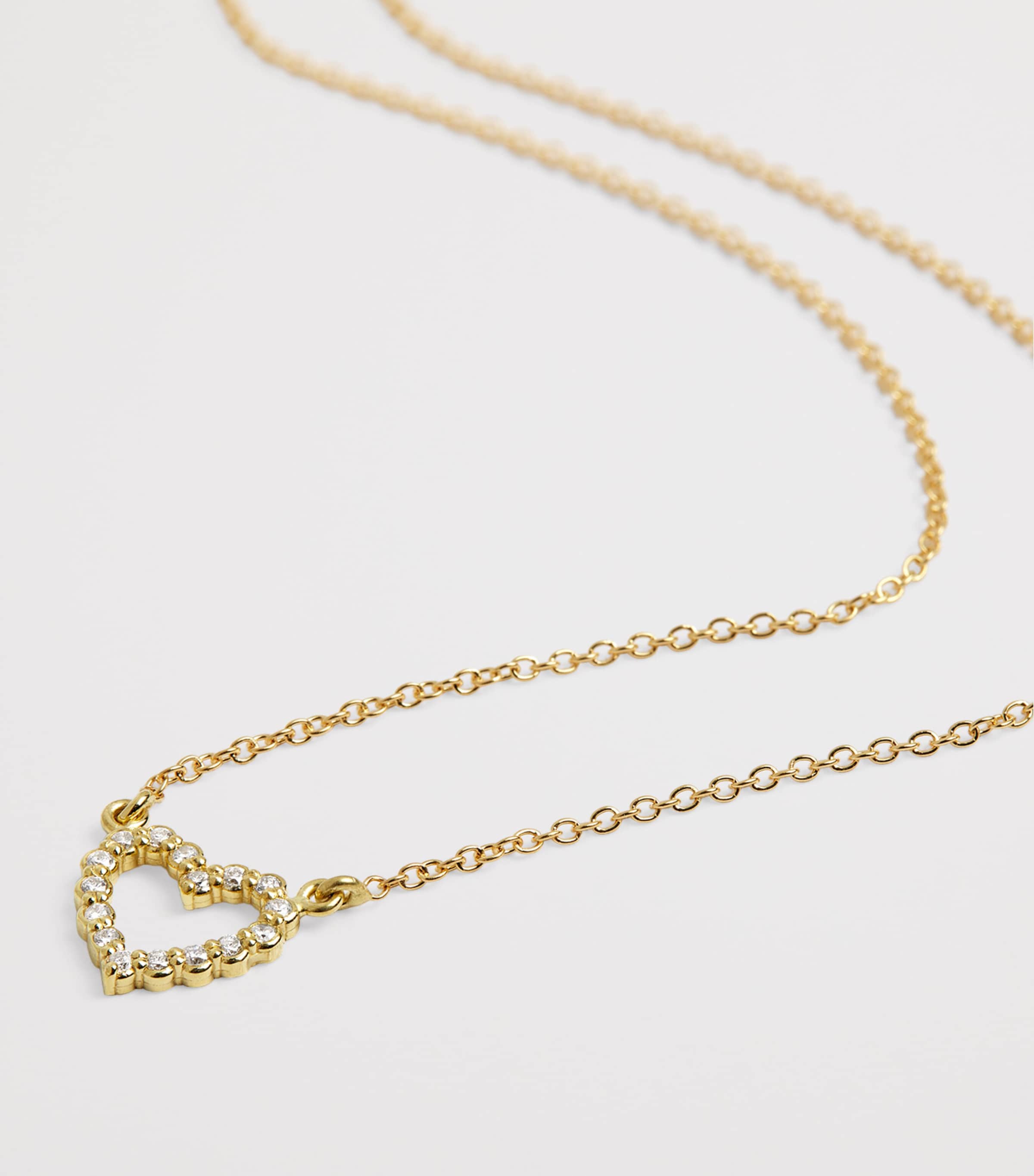 Mini Yellow Gold and Diamonds Open Heart Necklace YELLOW GOLD Image 4