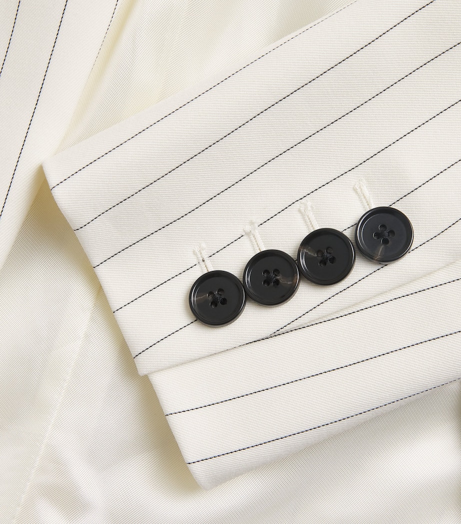 Pinstripe Single-Breasted Blazer IVORY/BLACK Image 5