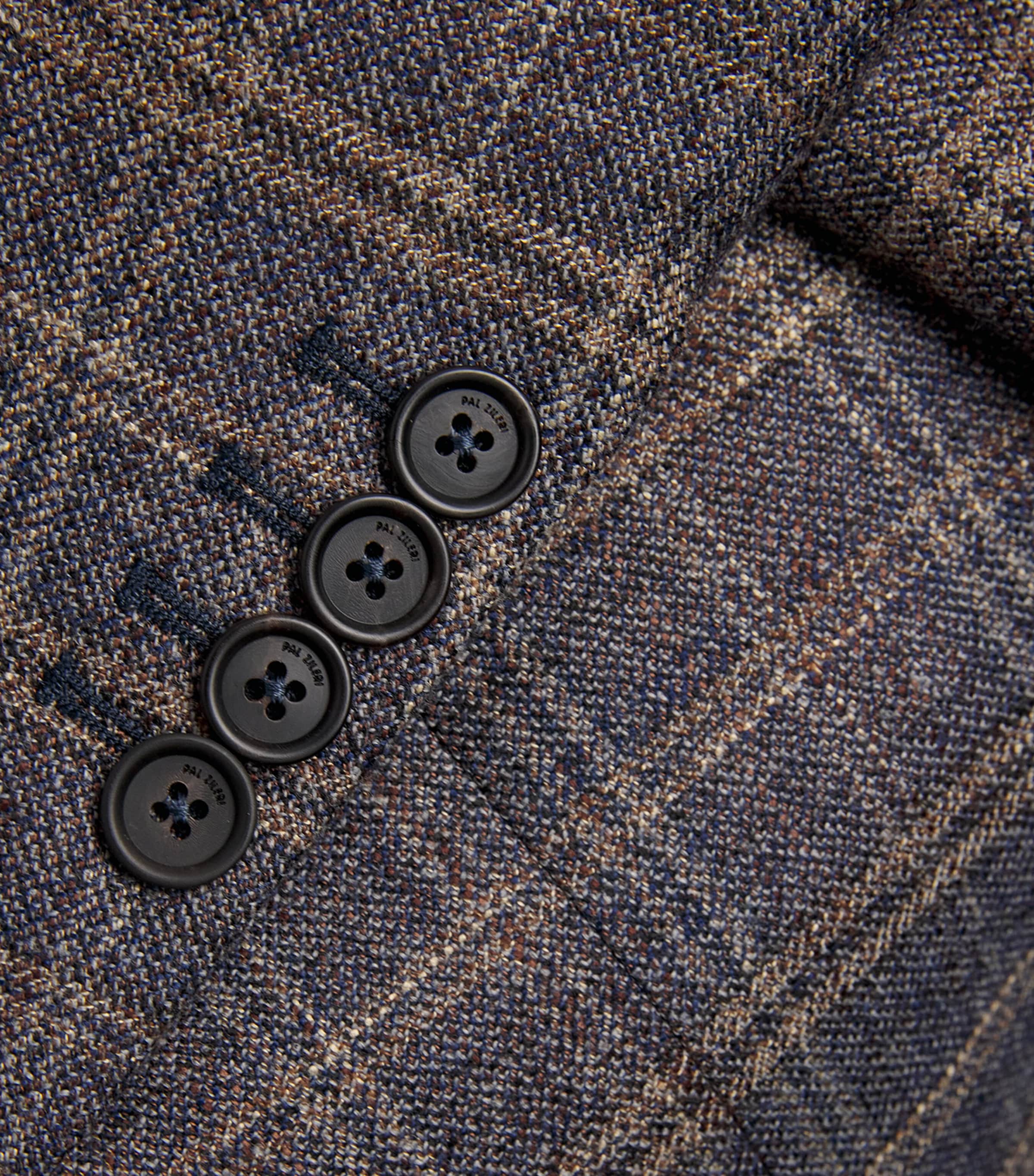 Pal Zileri Mens Wool-Blend Check Brera Blazer Blue Image 6