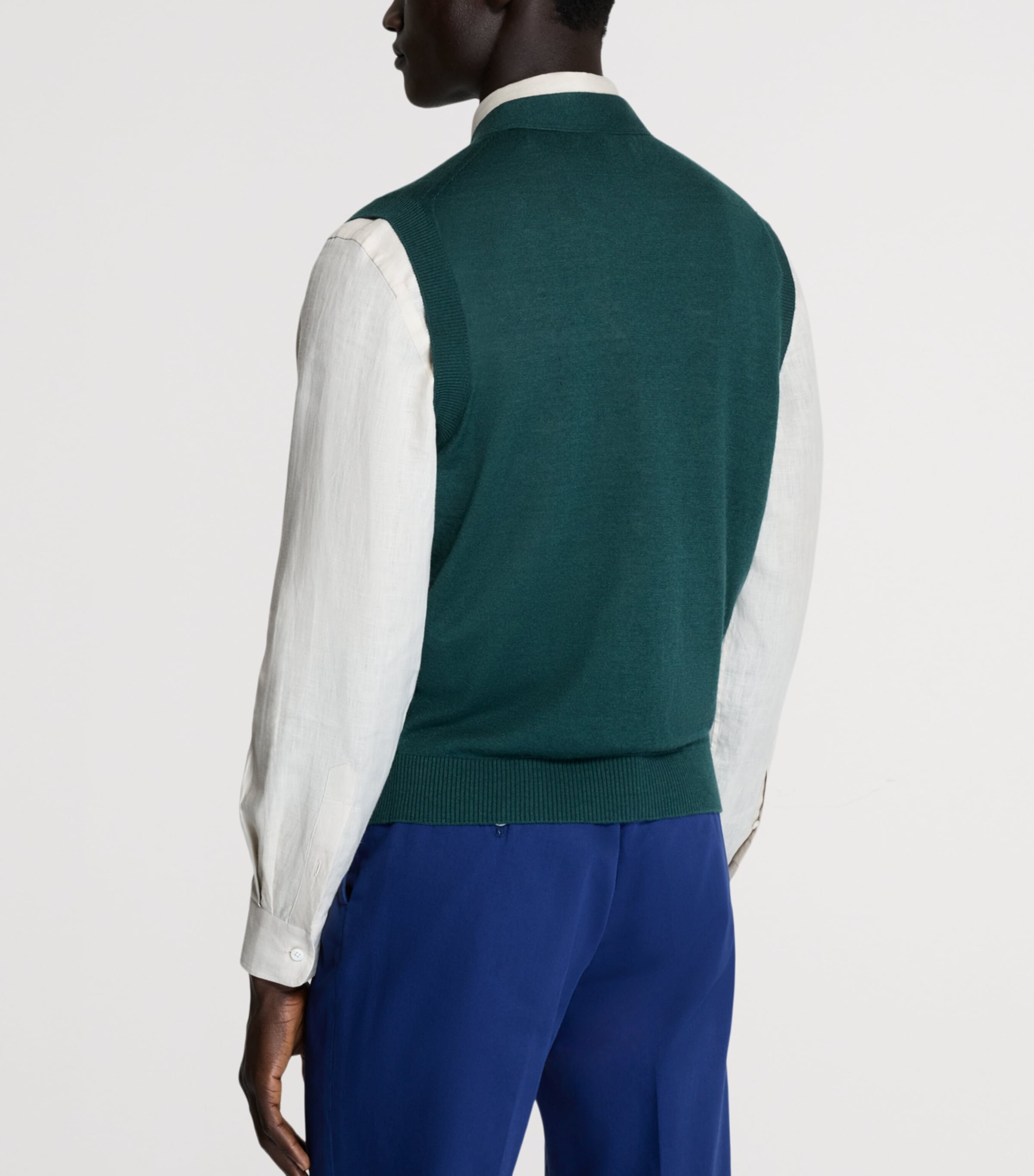 Dunhill Mens Linen-Cashmere Sweater Vest Green Image 3