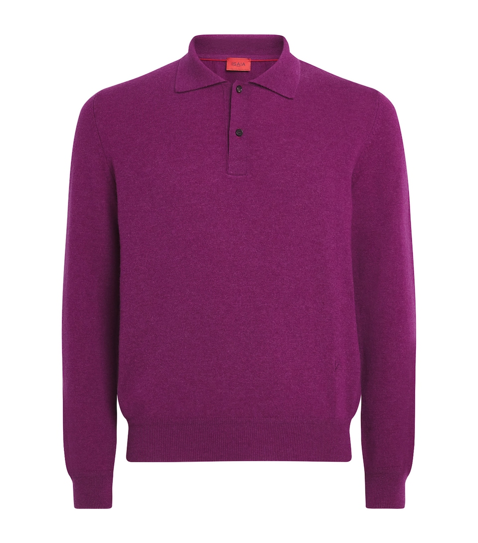 Isaia Cashmere Long-Sleeve Polo Shirt