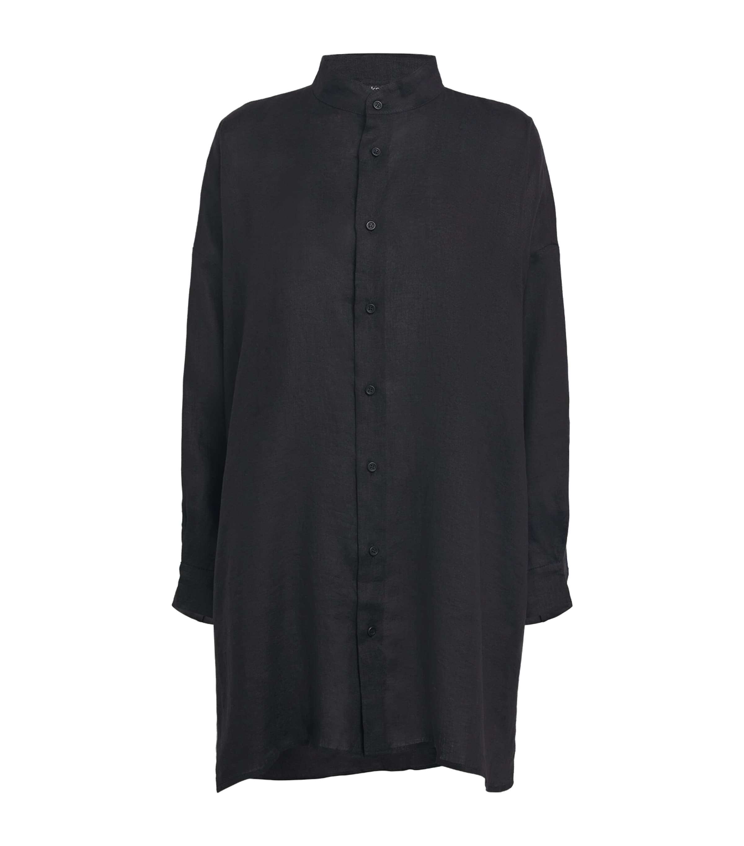 Eskandar Linen Collarless A-line Shirt