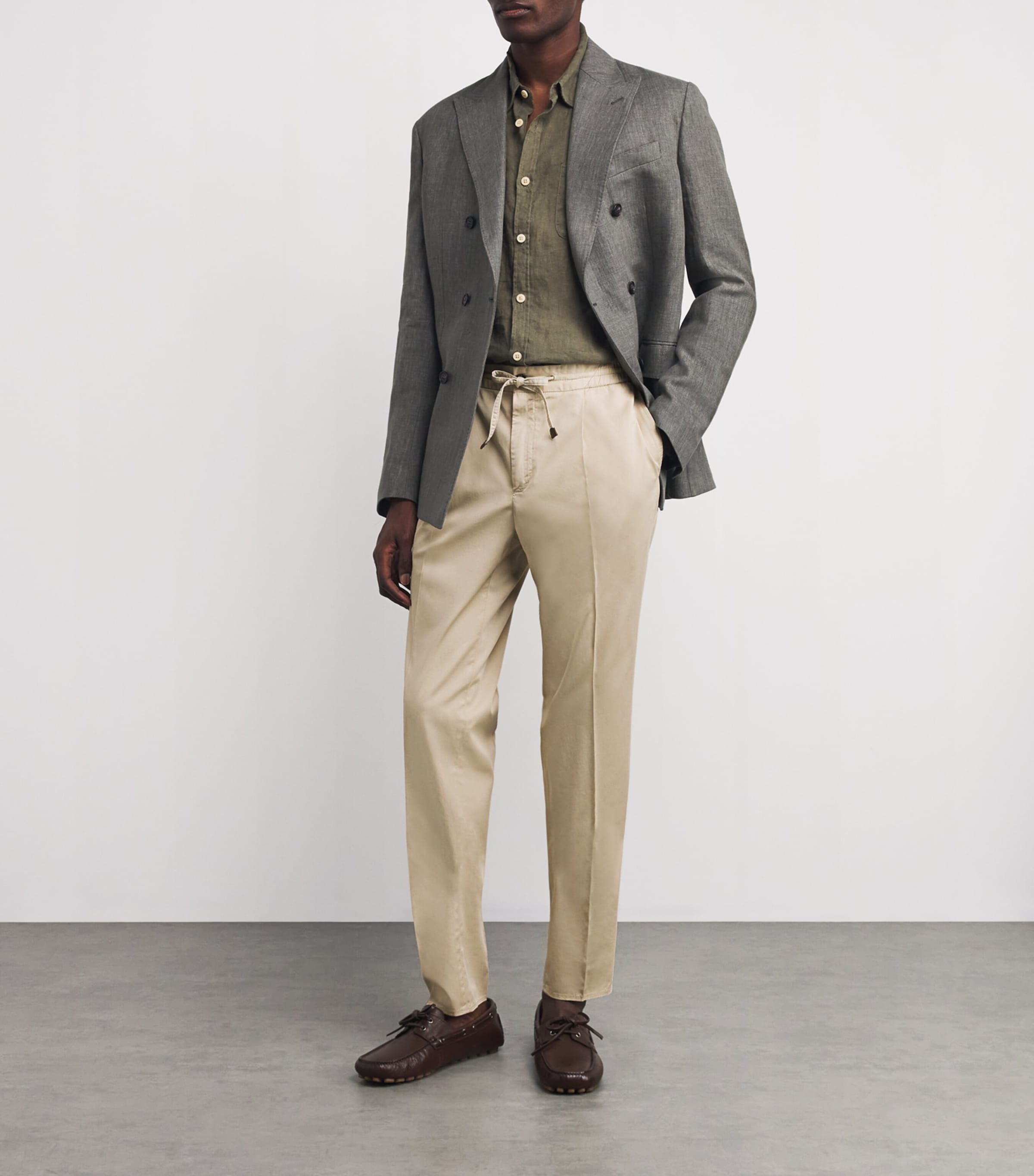 Cotton-Blend Drawstring Tailored Trousers 424 BEIGE SCURO Image 2