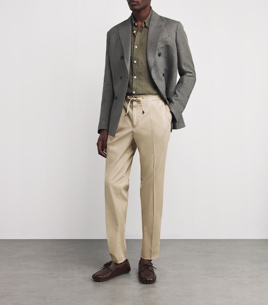 Cotton-Blend Drawstring Tailored Trousers 424 BEIGE SCURO Image 2