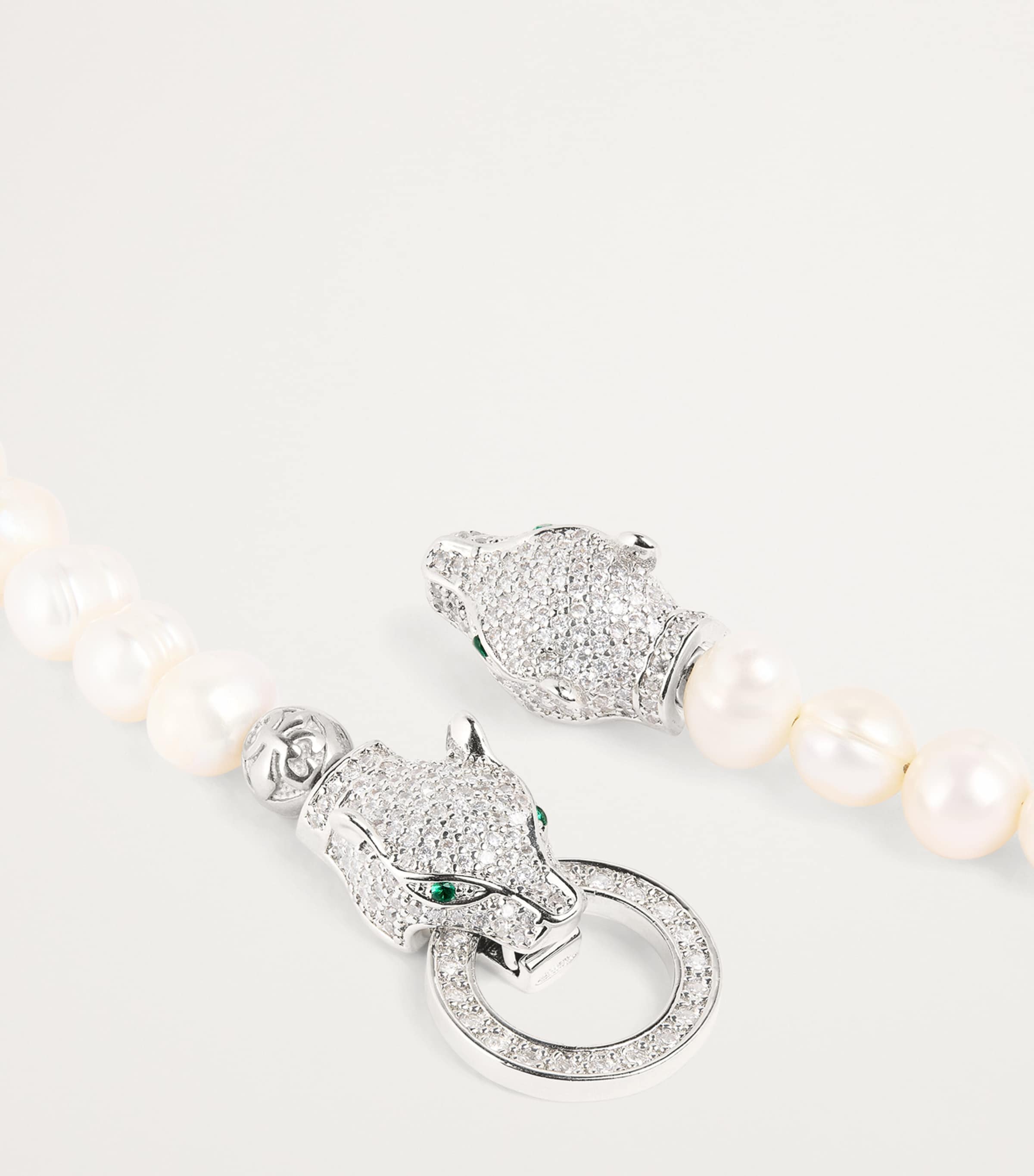 Pearl Panther Head Necklace WHITE/SILVER Image 5