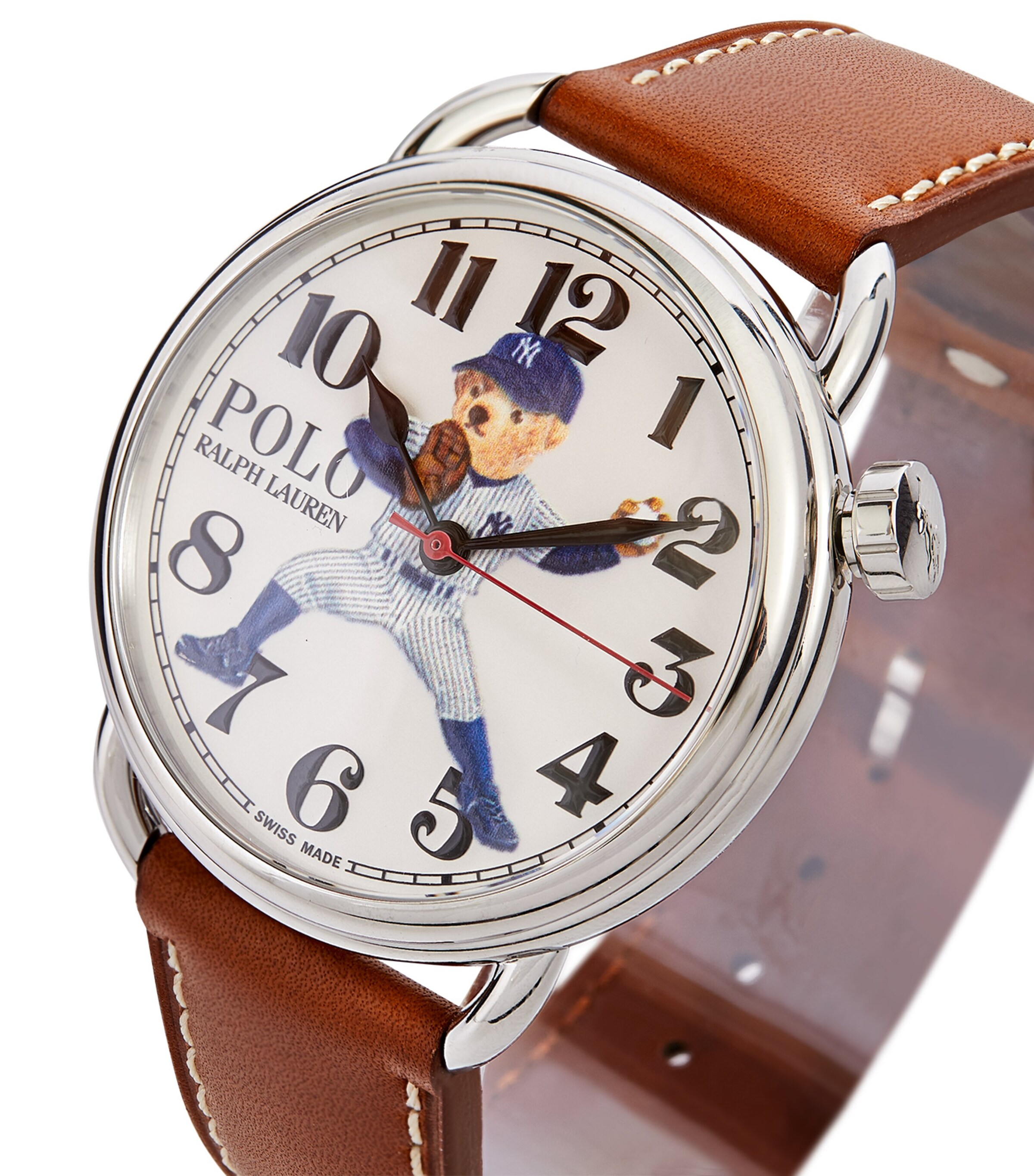 【本日特価】 Lauren Ralph Polo Stainless Watch Yankees Bear Polo Steel 時計