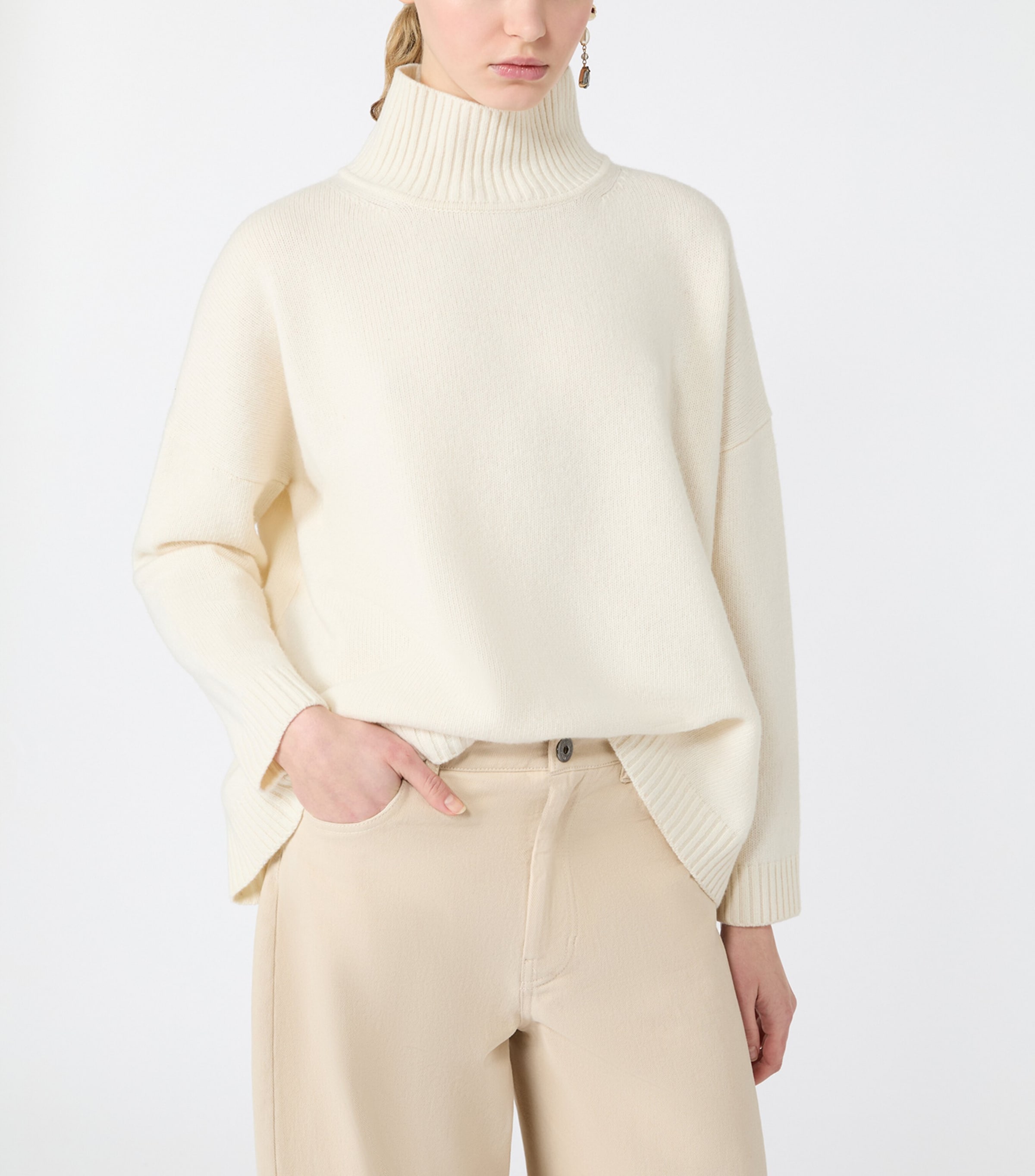 Weekend Max Mara Womens Virgin Wool High-Neck Sweater Ivory Image 5