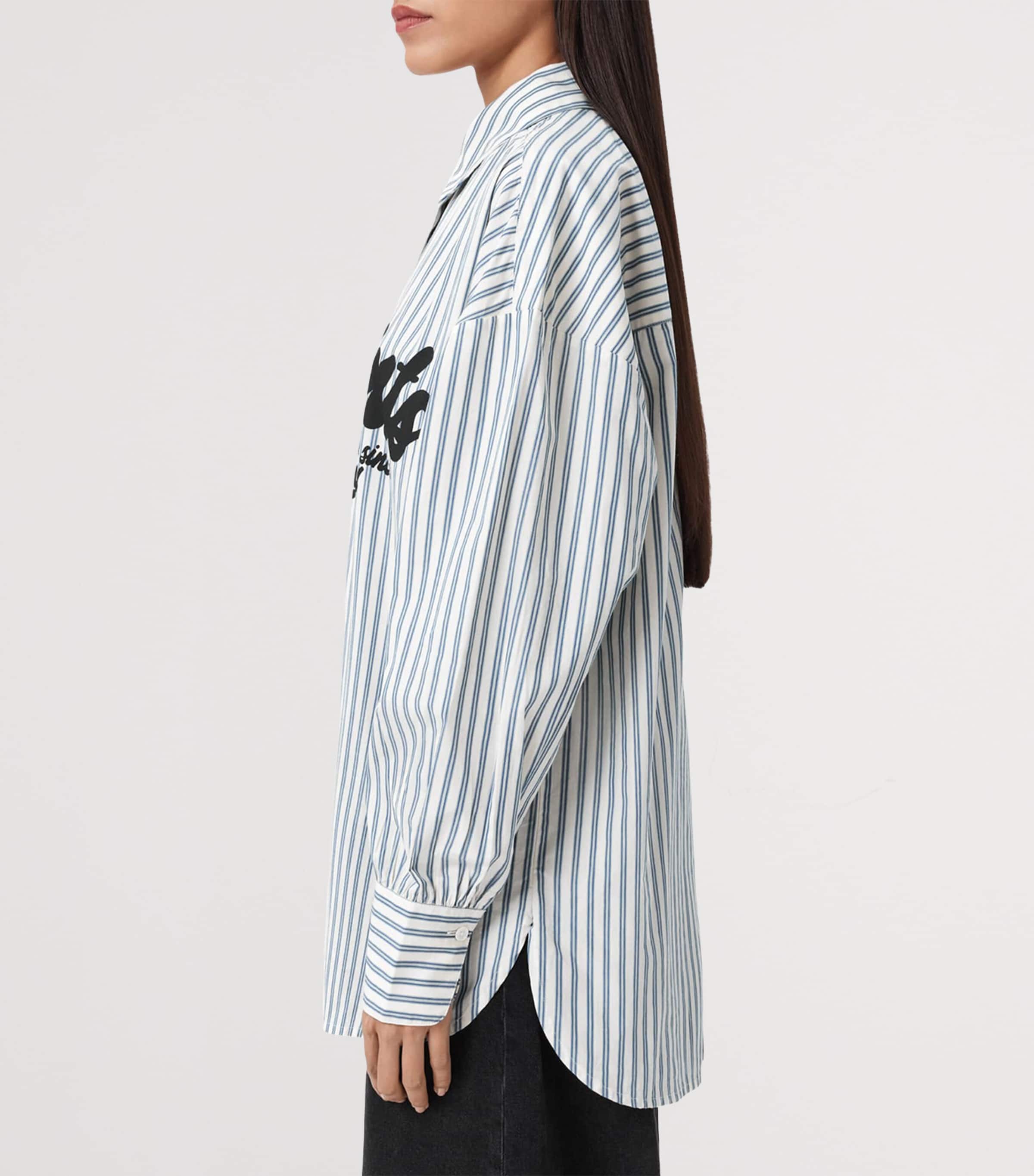 AllSaints Womens Organic Cotton Adrianne Shirt Blue/white Image 5