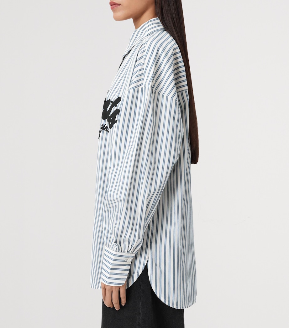 AllSaints Womens Organic Cotton Adrianne Shirt Blue/white Image 5