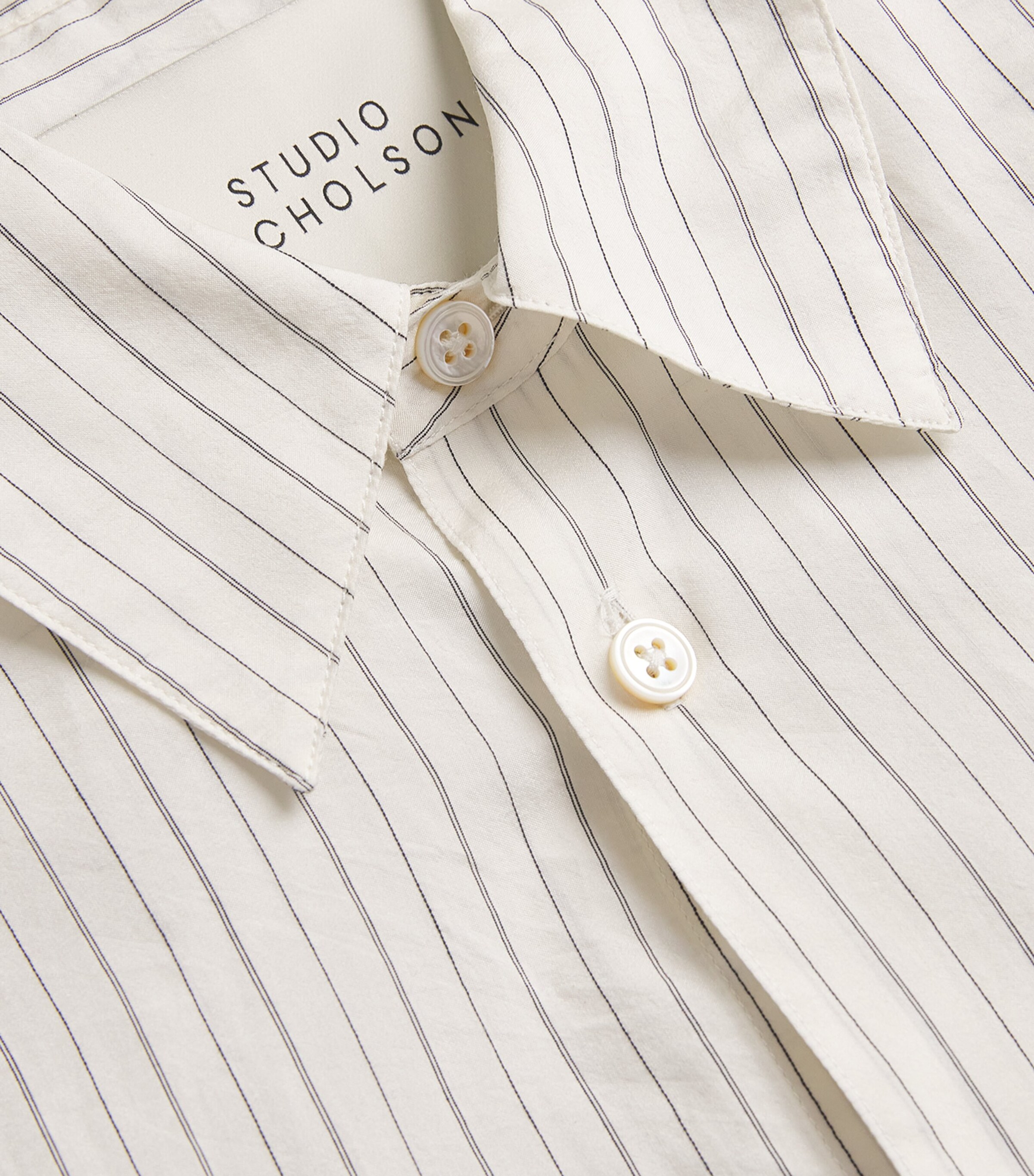 Studio Nicholson Mens Silk-Cotton View Shirt Ecru/black Image 5