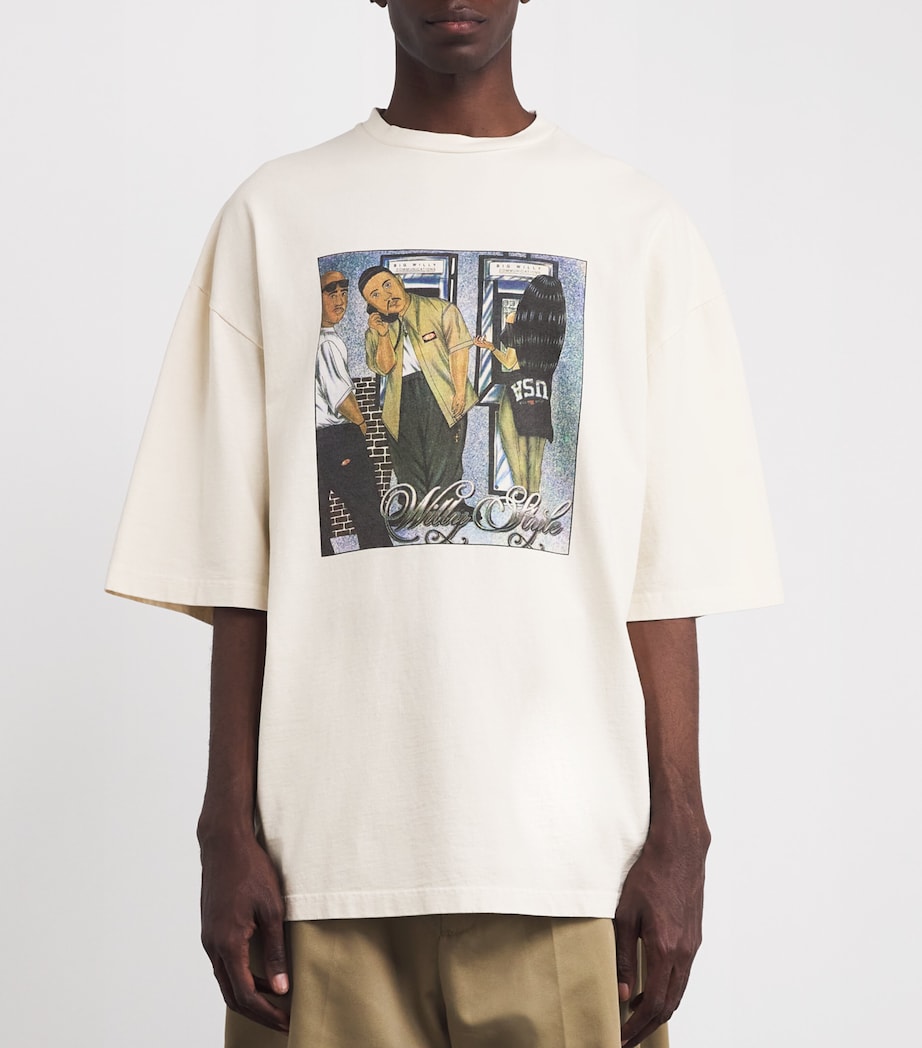 Willy Chavarria Mens Cotton Printed Northsider T-Shirt Off White Image 3