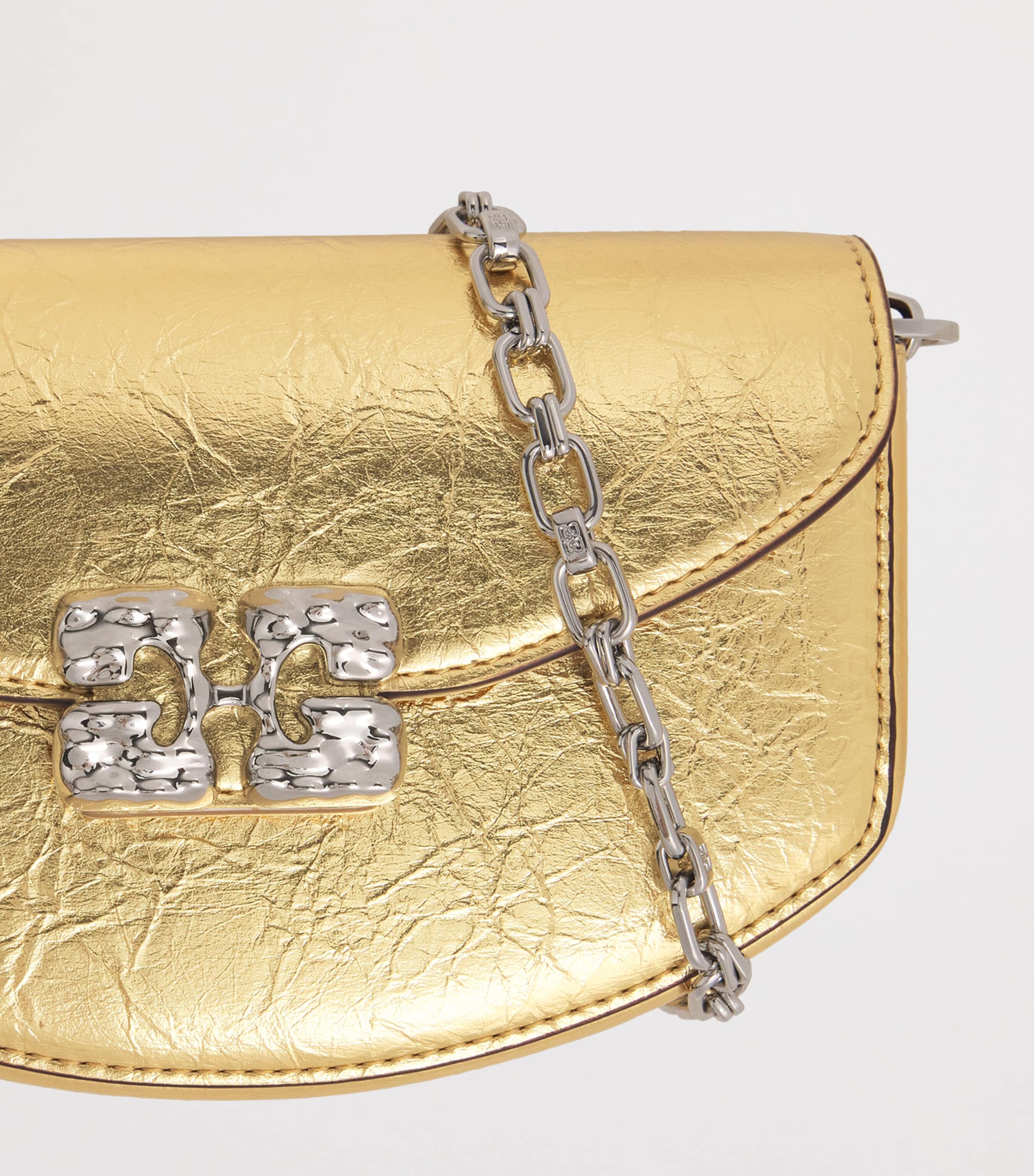 GANNI Metallic Lulu Cross-Body Bag Gold Image 6