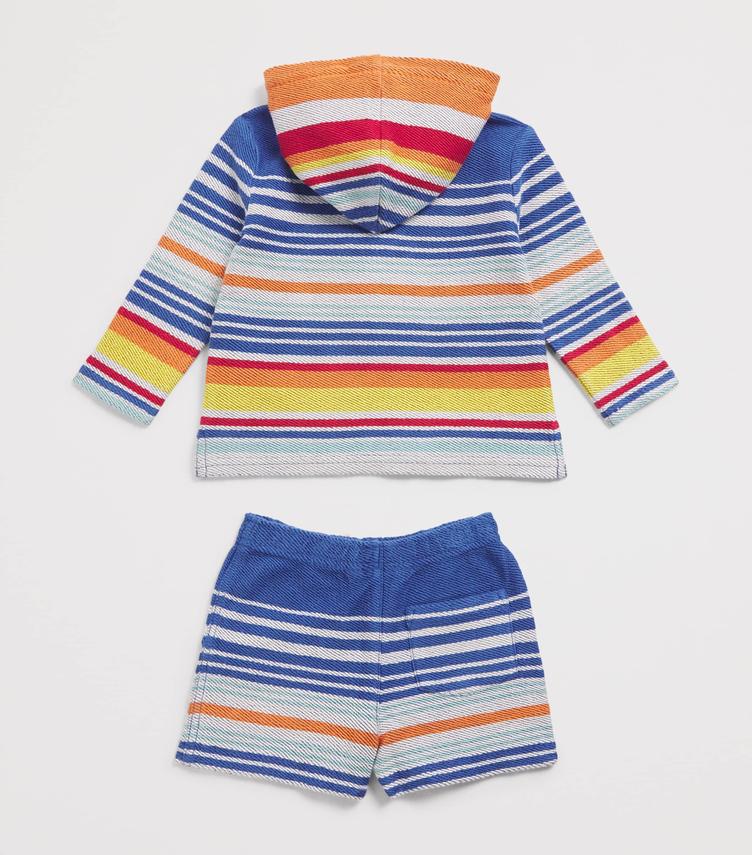 Ralph Lauren Kids Cotton Stripe Hoodie and Shorts Set (3-24 Months) Image 2