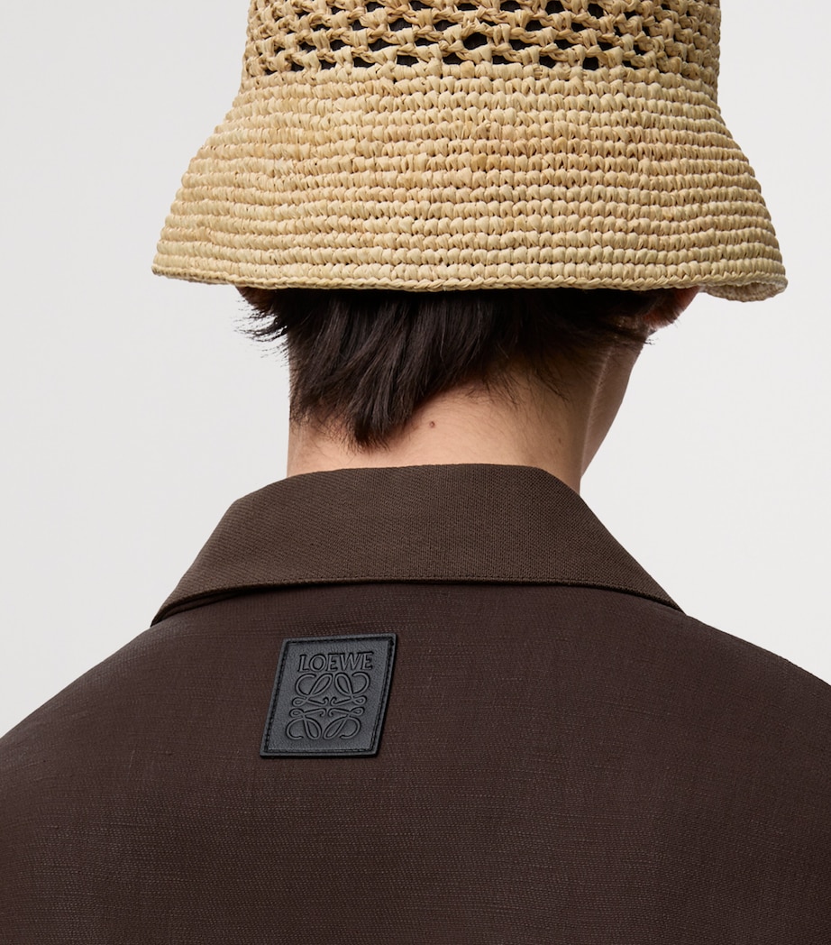 LOEWE Mens x Paula's Ibiza Linen-Blend Shirt Dark Brown/brown Image 5