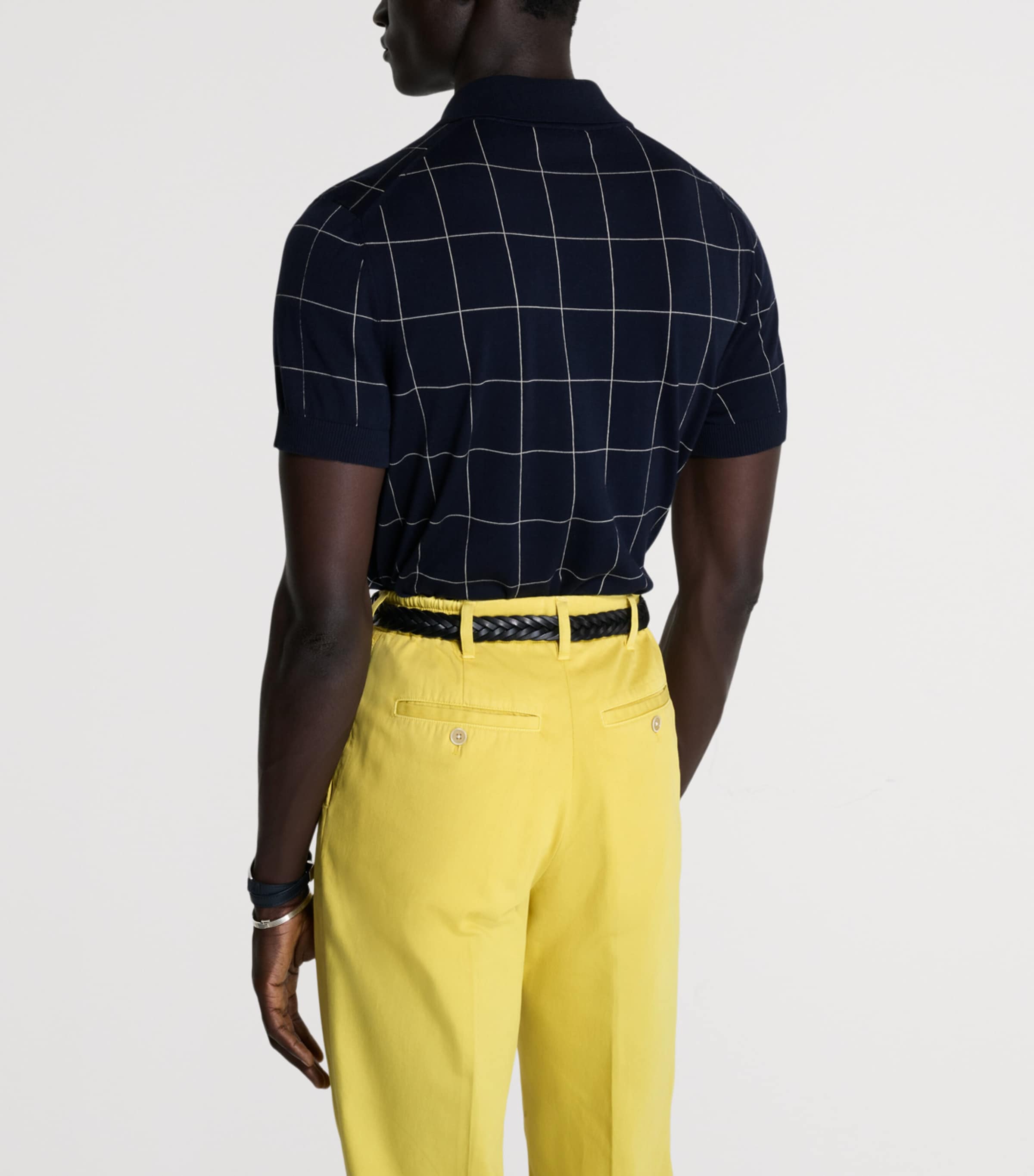 Dunhill Mens Cotton-Mulberry Silk Polo Shirt Navy Image 3