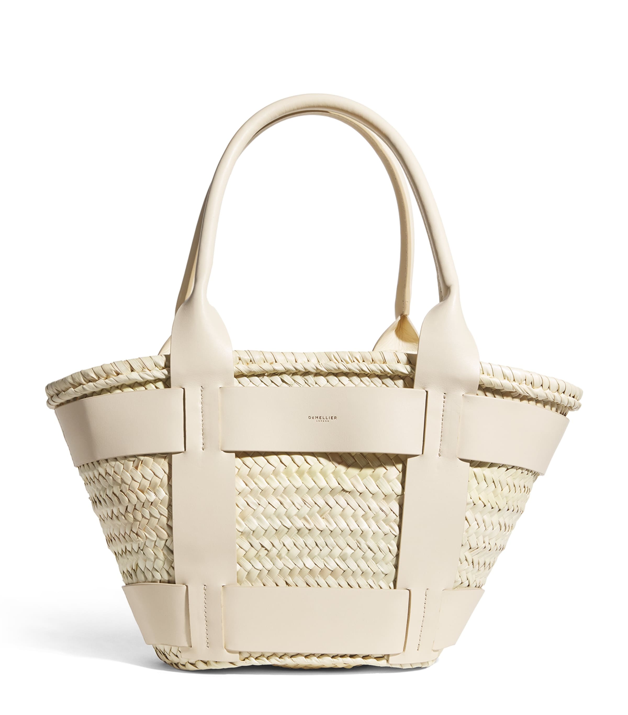 Shop Demellier Raffia Santorini Tote Bag In Beige