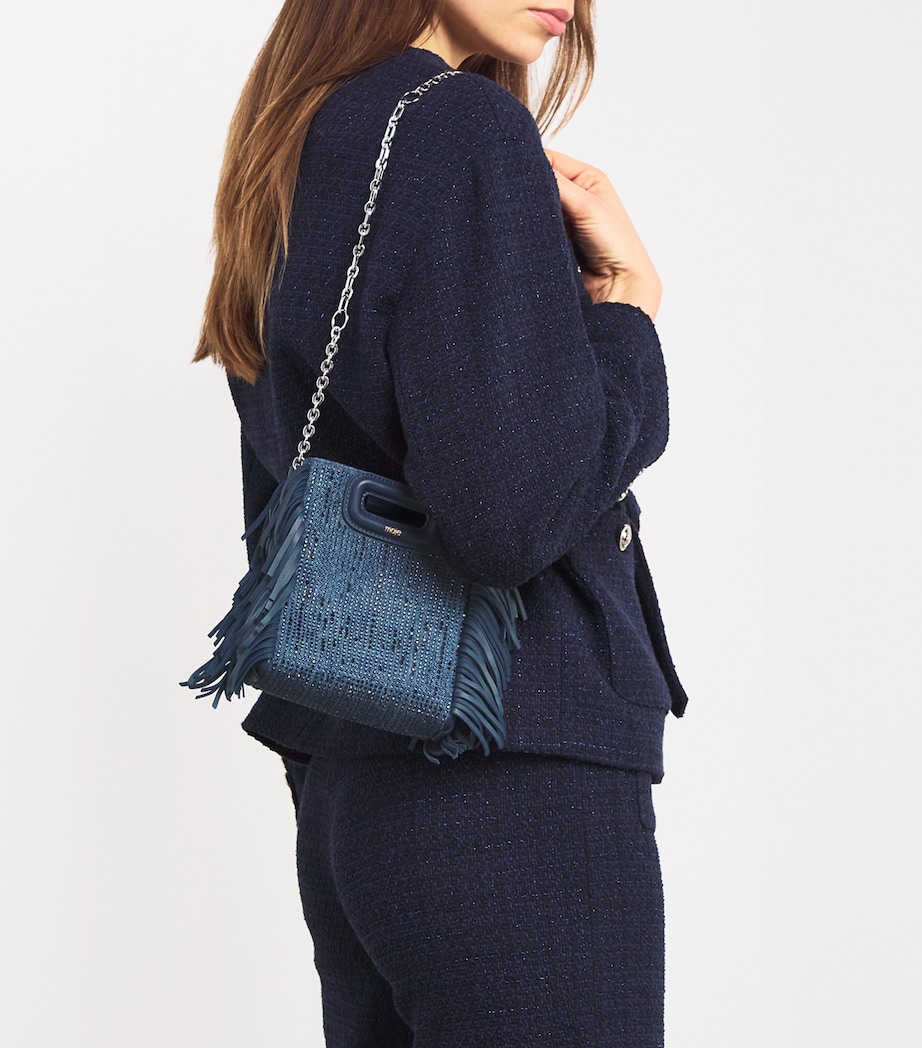 Maje Denim Rhinestone 'M' Top-Handle Bag Blue Image 6