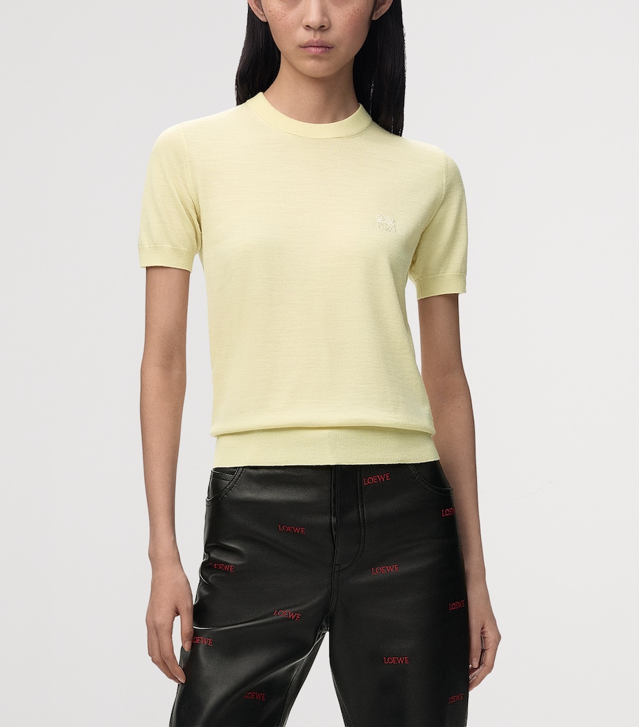 LOEWE Womens Wool-Blend Anagram Top Light Yellow/white Image 3