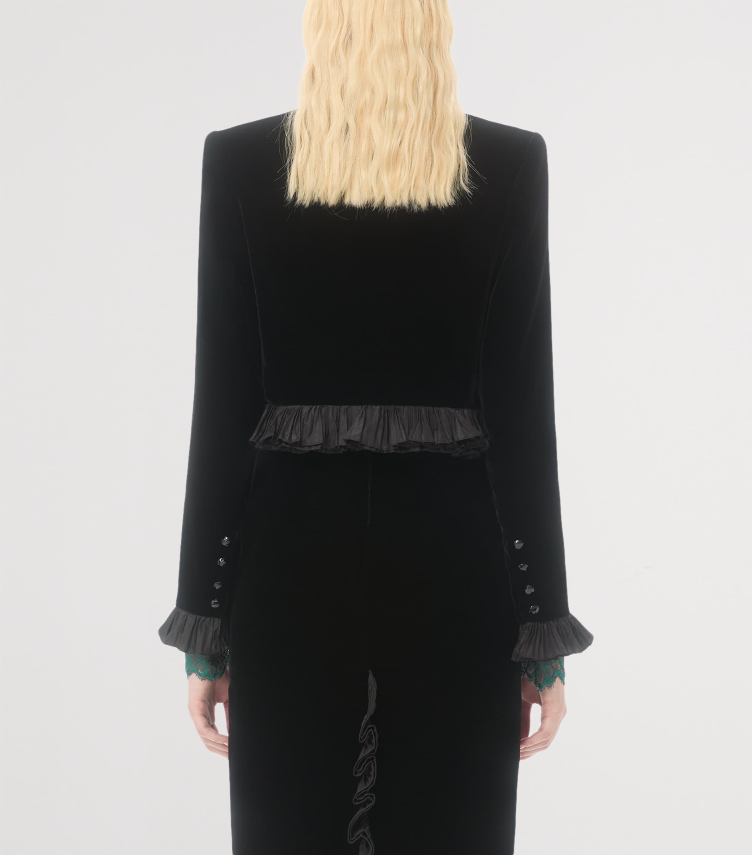 Velour Plissé-Detailing Jacket 0NO Image 6