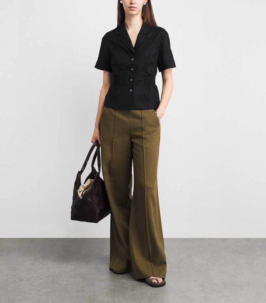 ME+EM Womens Forever Wide-Leg Trousers Olive Green Image 2