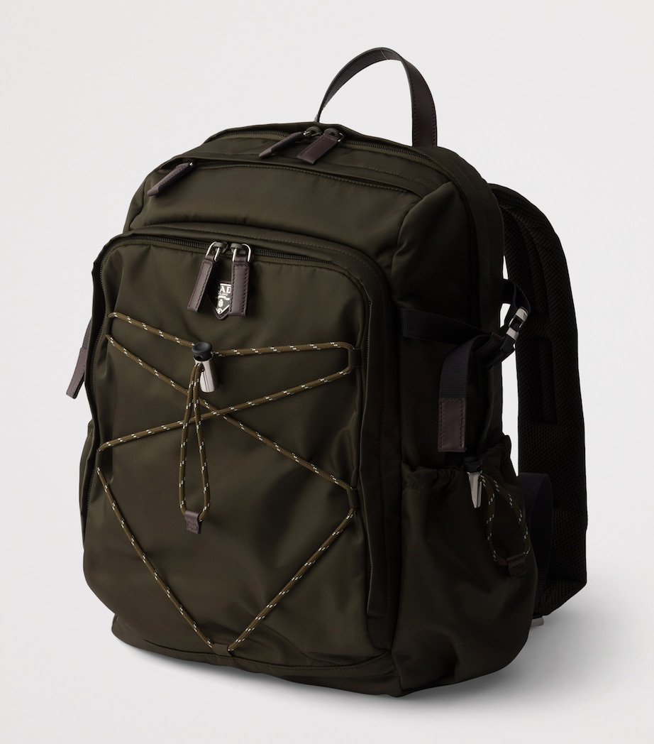 Re-Nylon and Leather Drawstring Backpack F0334 Image 3