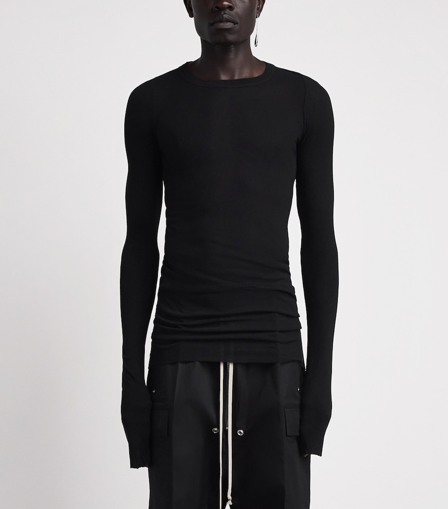 Rick Owens Mens Rib LS Long-Sleeve T-Shirt Black Image 4
