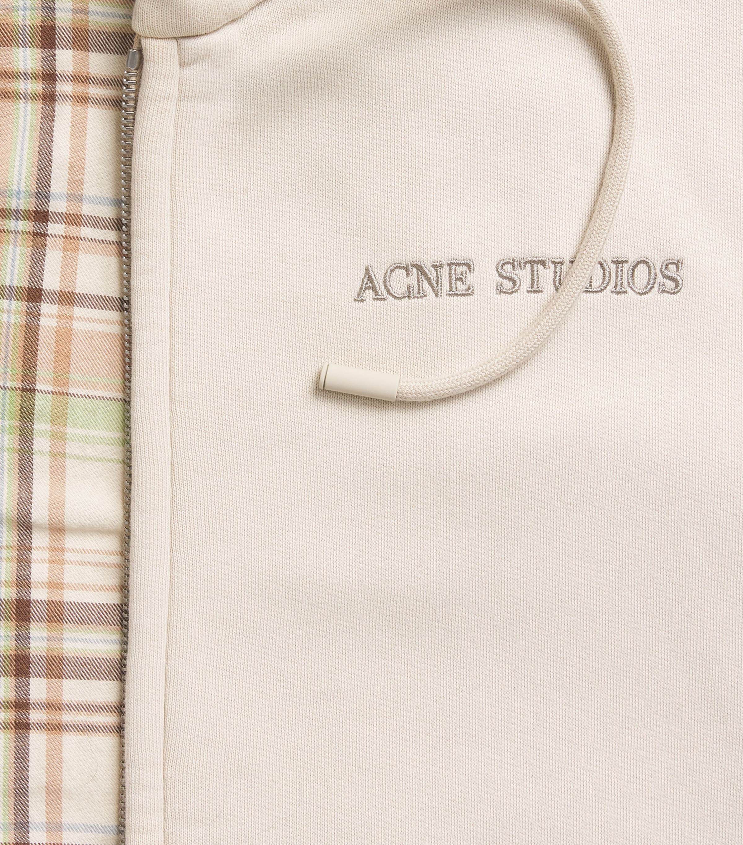 Acne Studios Womens Cotton Logo Hoodie Pebble Beige Image 6