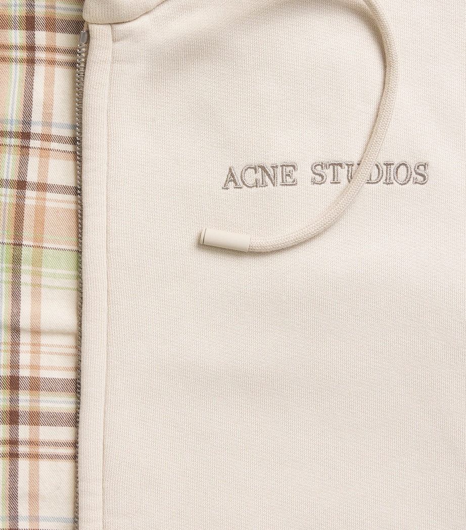Acne Studios Womens Cotton Logo Hoodie Pebble Beige Image 6