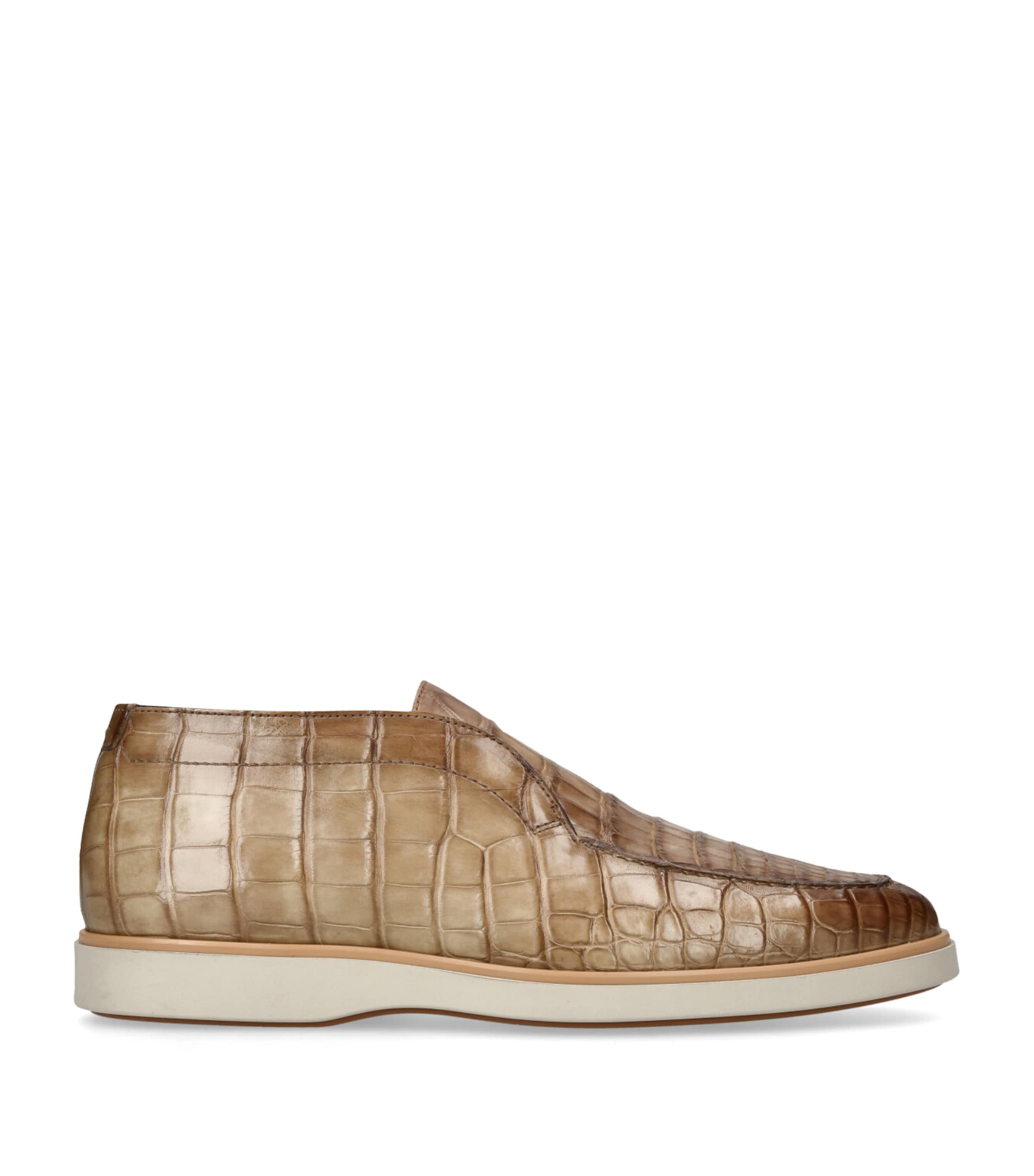 Magnanni Crocodile Pariaso Mid-top Loafers In Beige