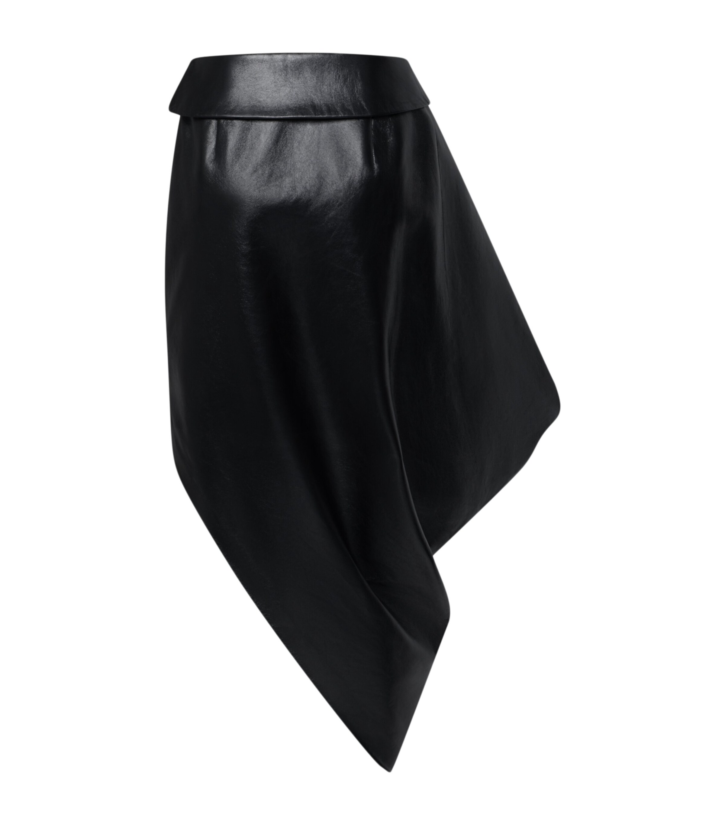 LOUIS VUITTON Womens Lambskin Asymmetric Midi Skirt Black Image 3